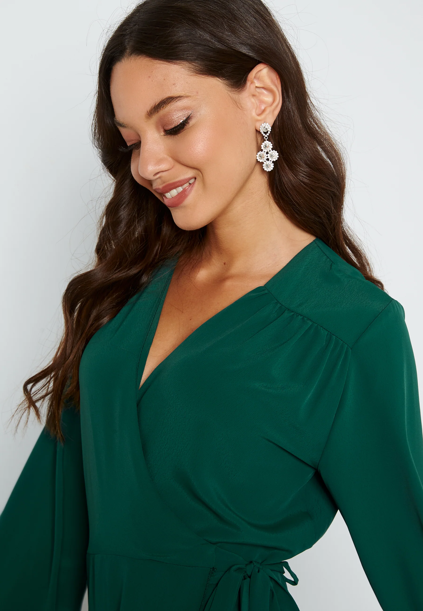 Long Sleeve Wrap Frill Dress - Image 5