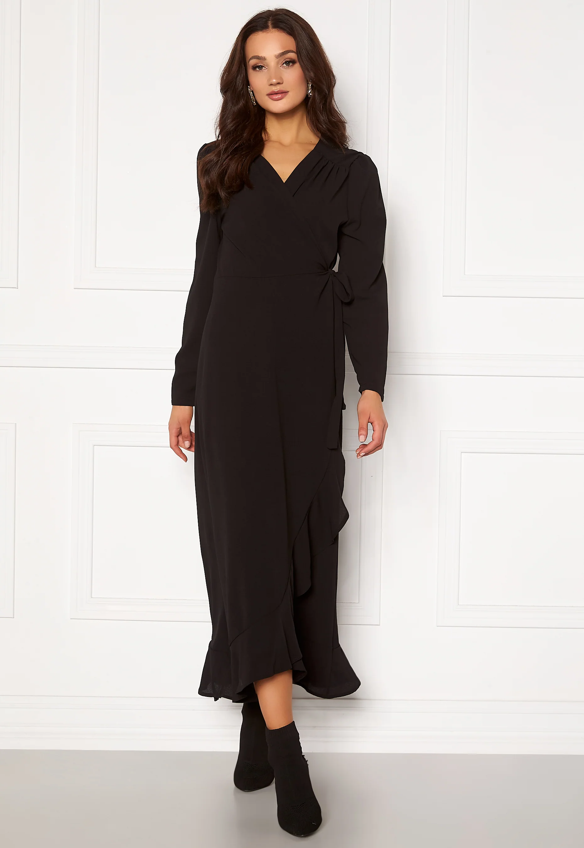 Long Sleeve Wrap Frill Maxi Dress - Image 4