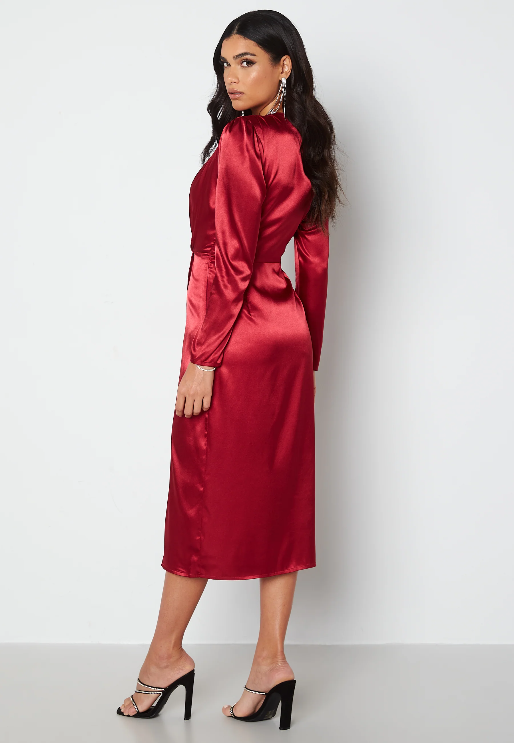 Lucie Satin Draped Dress - Image 3