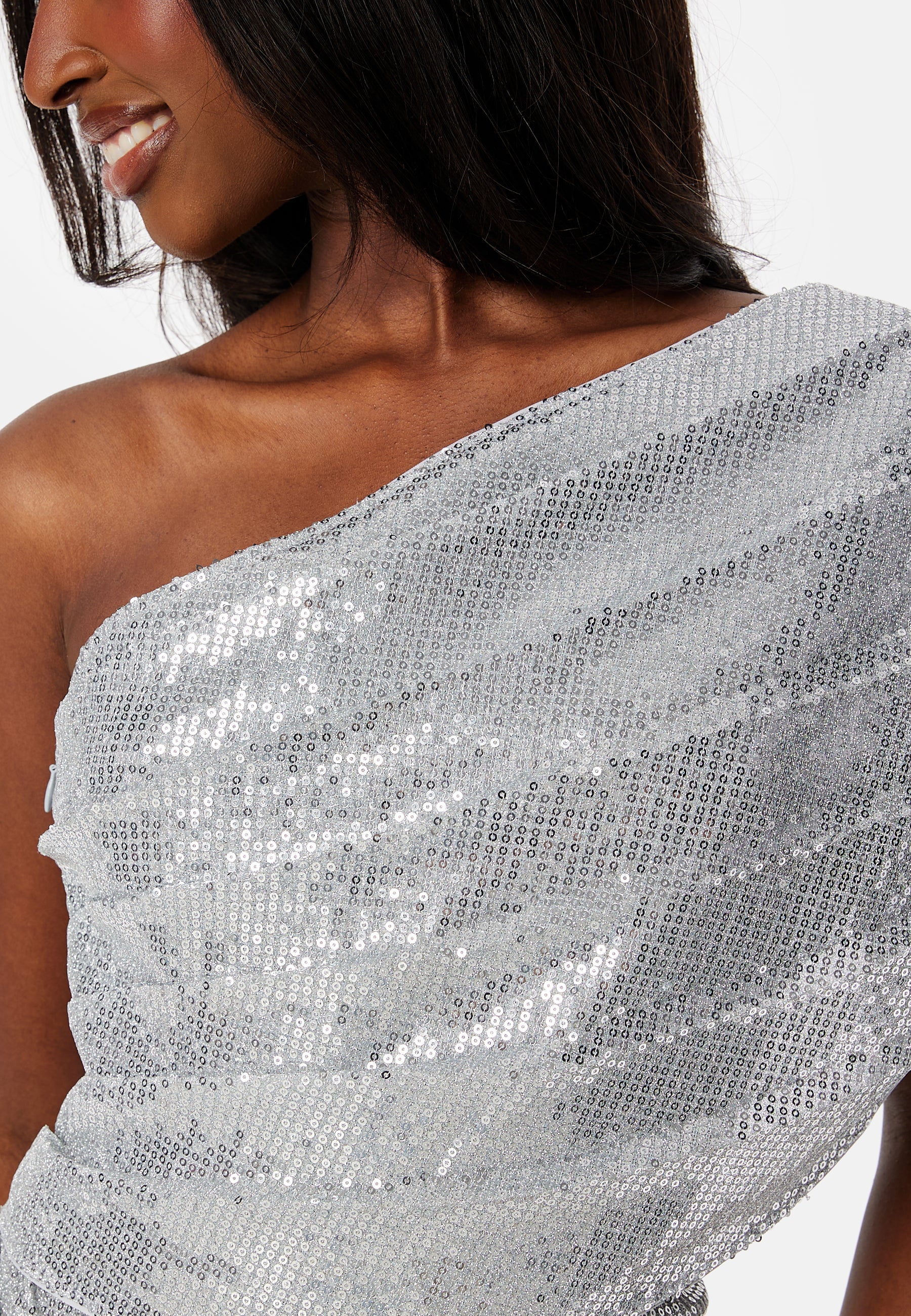 Luna Sequin One Shoulder Dress - Image 4