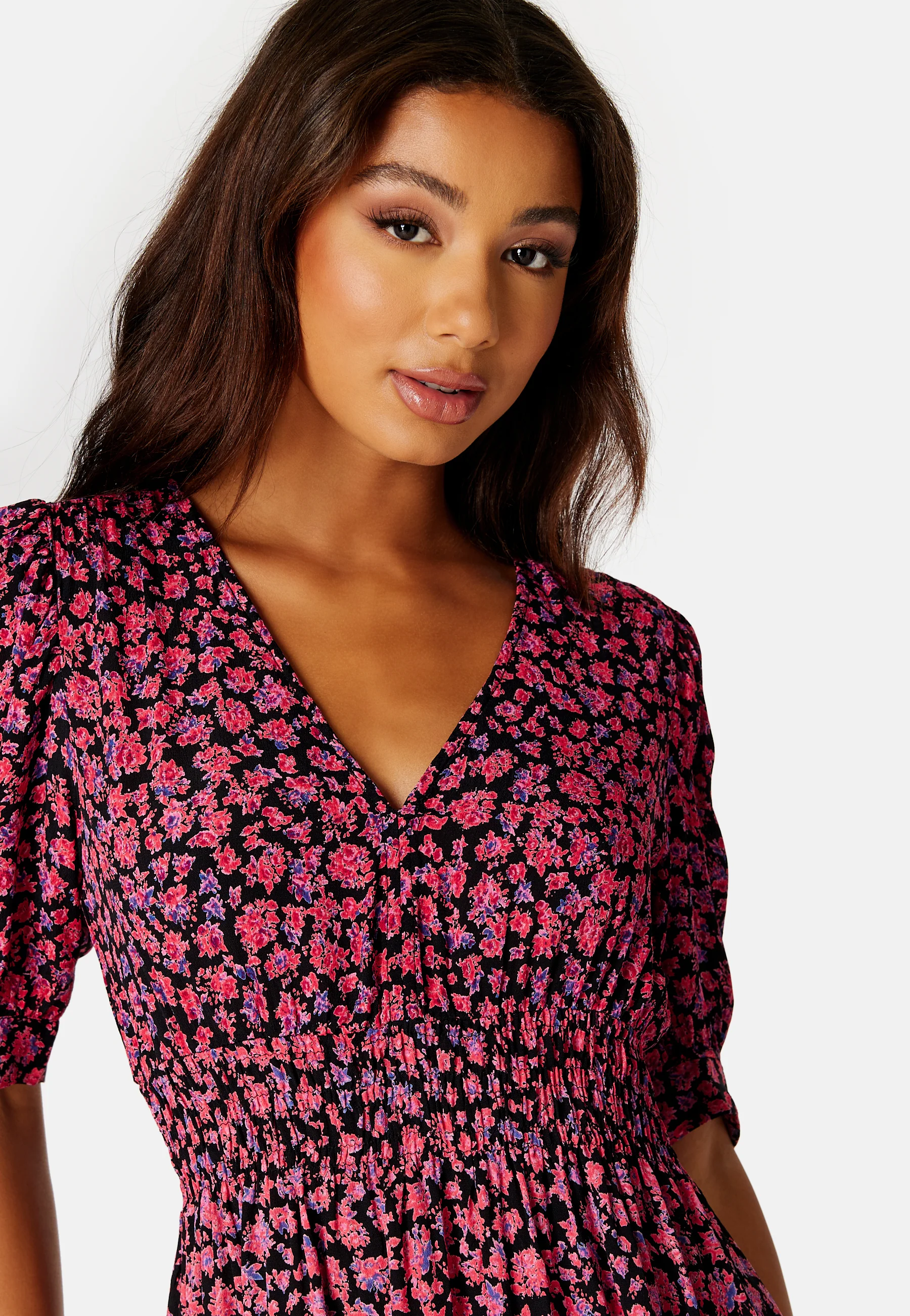 Lyla 2/4 V-Neck Smock Short Dress - Image 4