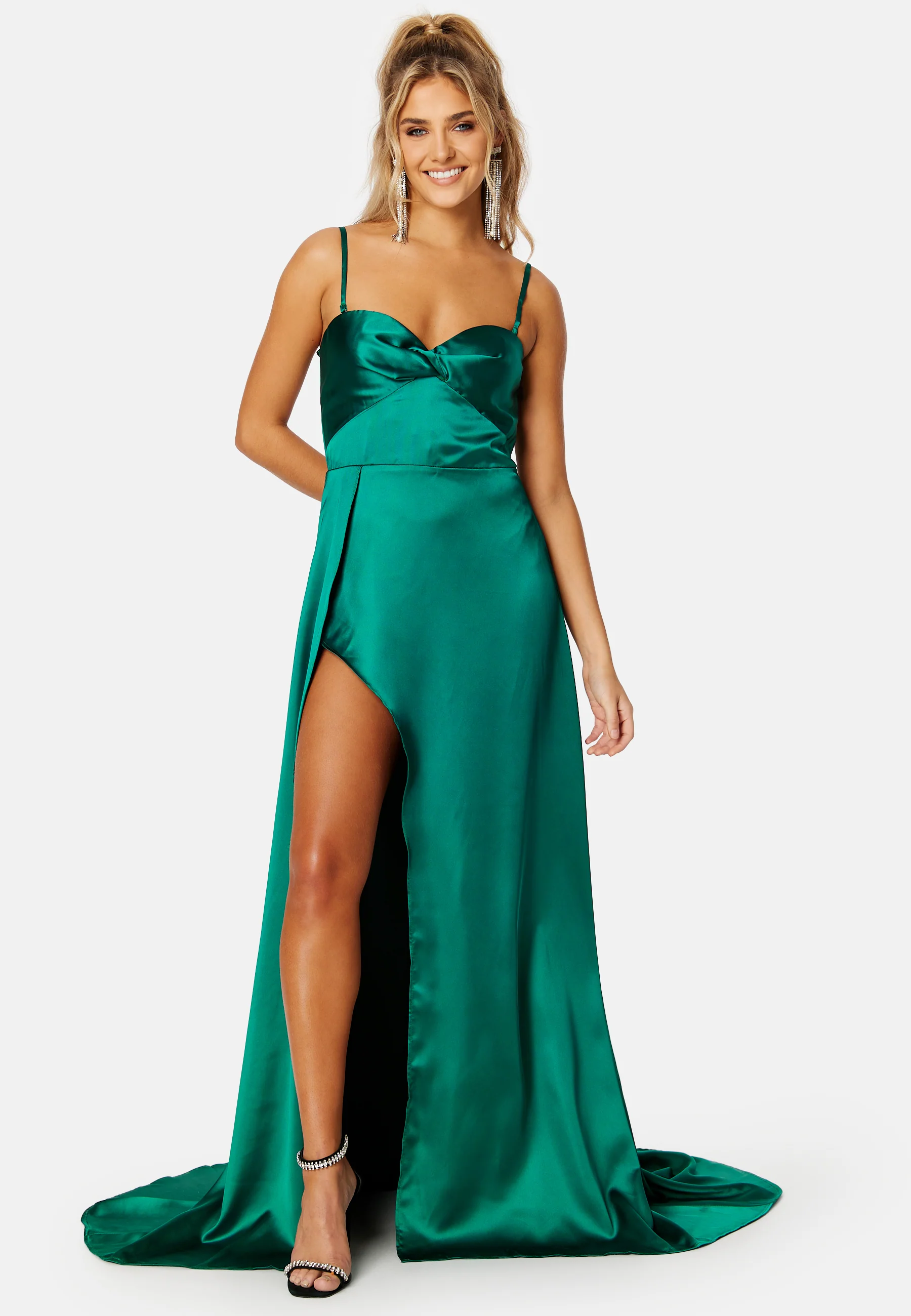 Magnolia Satin High Slit Dress - Image 2