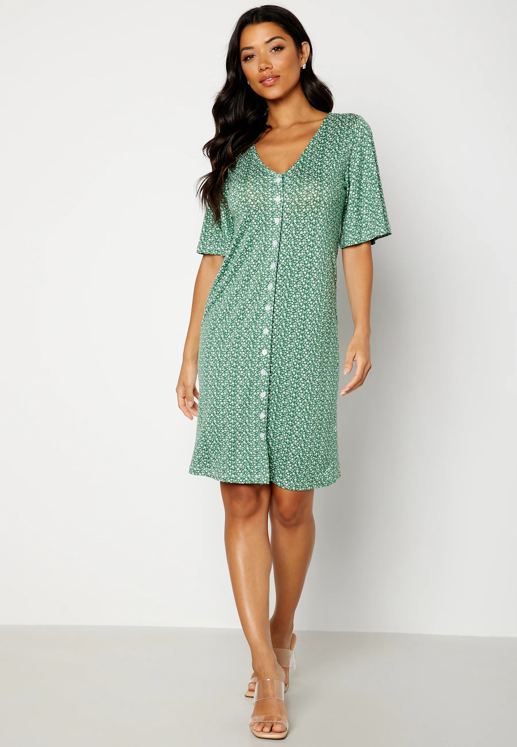 Malini button frill dress