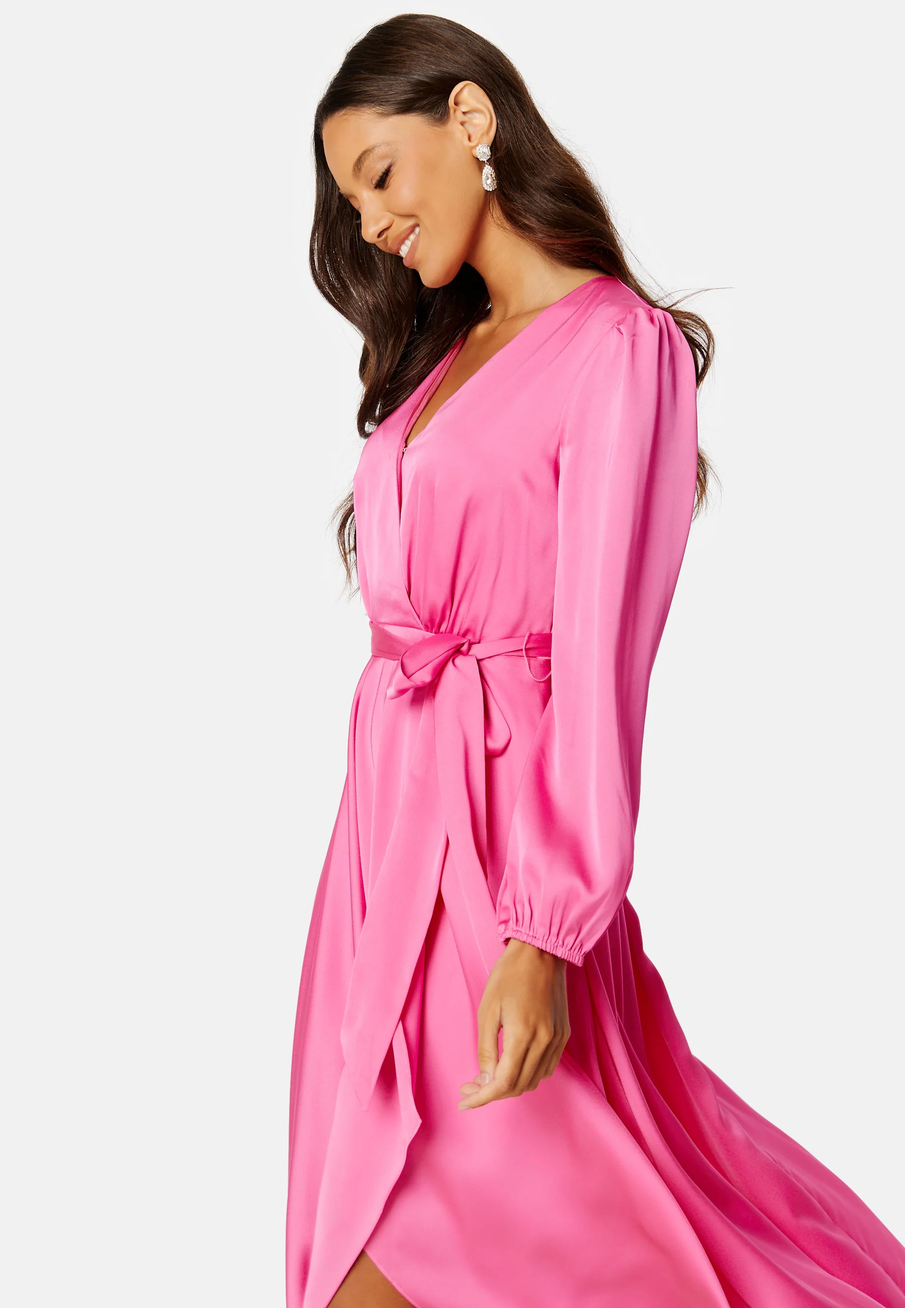 Marilyn Satin Wrap Midi Dress - Image 4