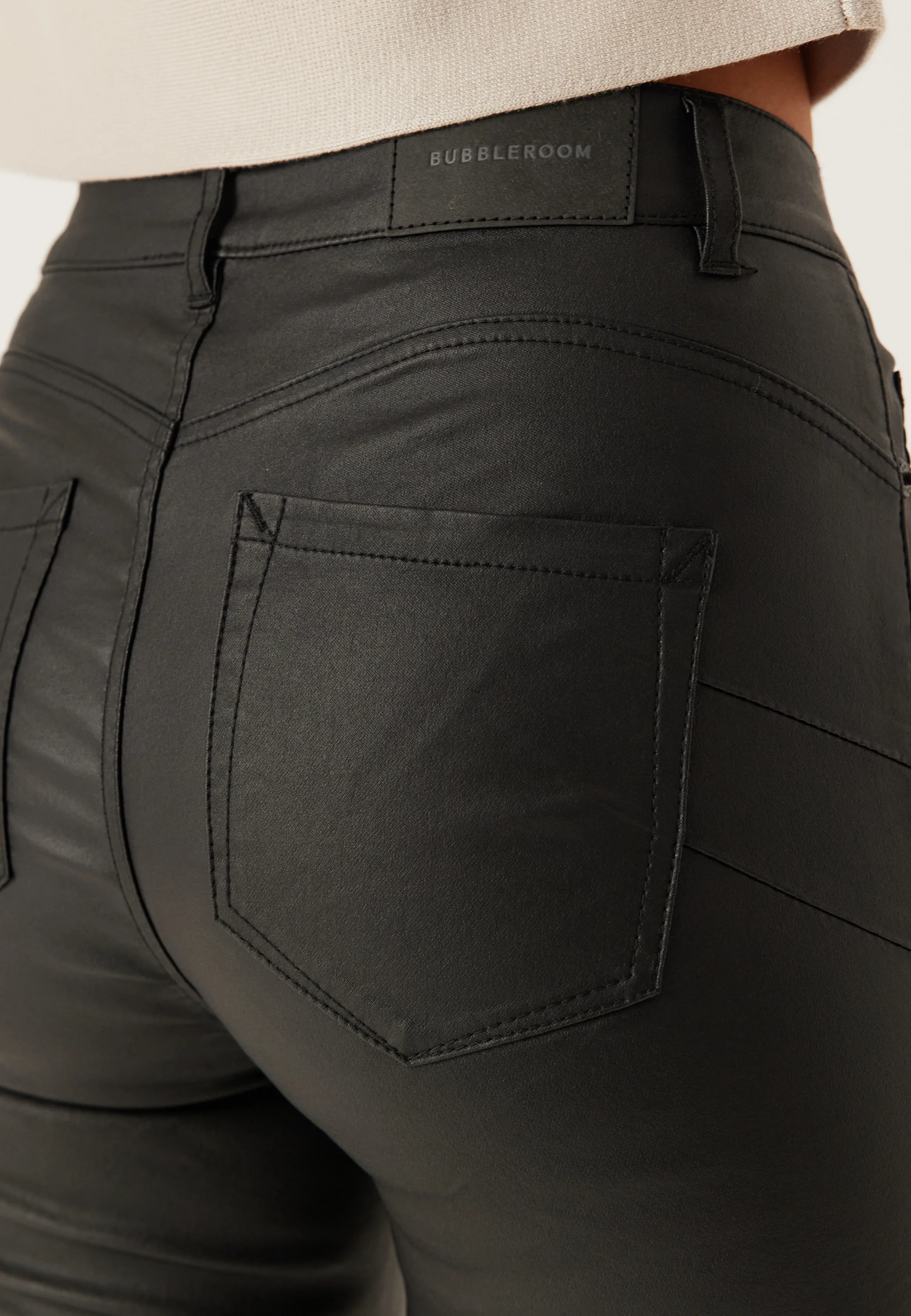 Mid Waist Push-up Coated Slim Jeans - Image 4