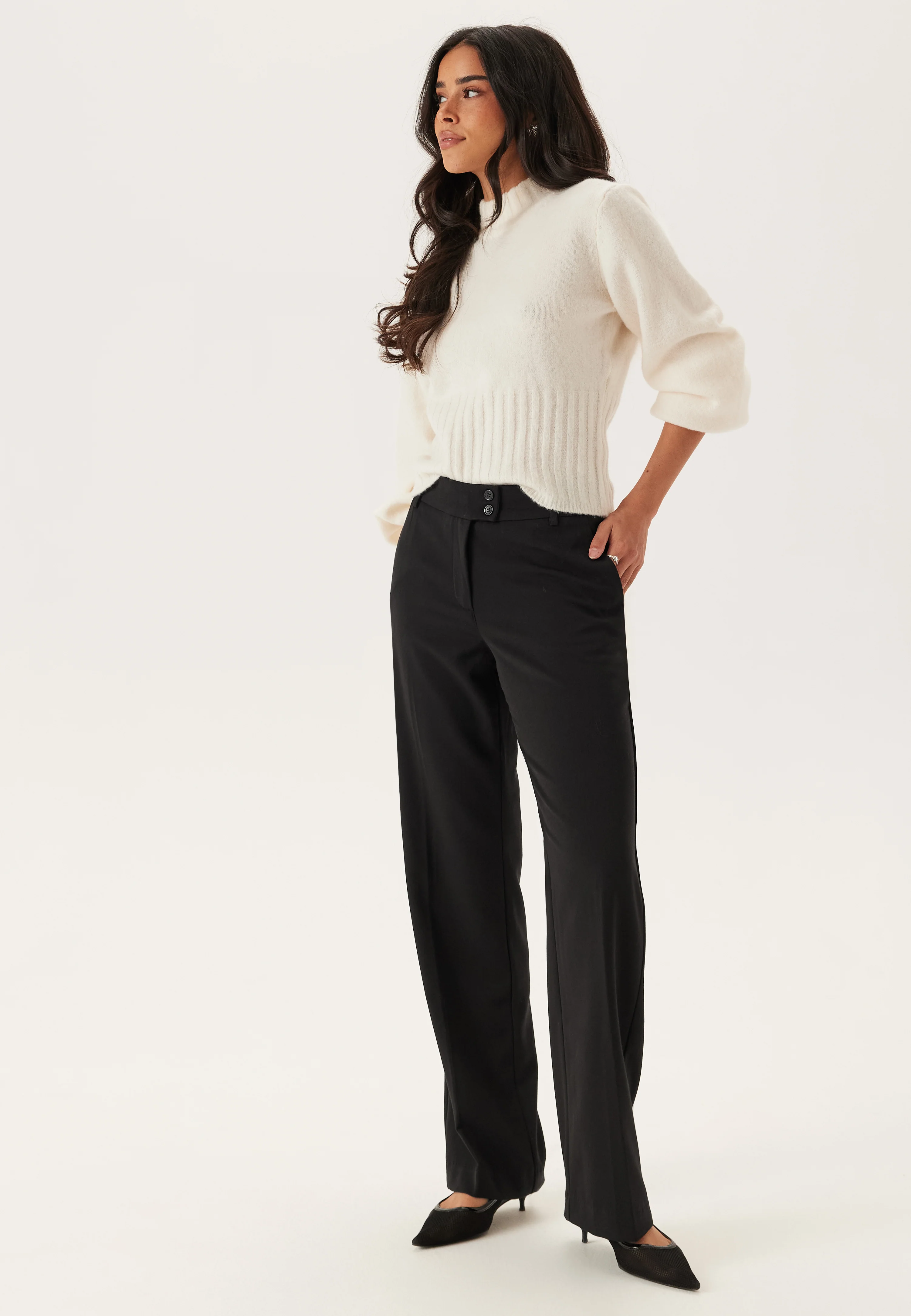 Mid Waist Straight Back Pocket Trousers - Image 2