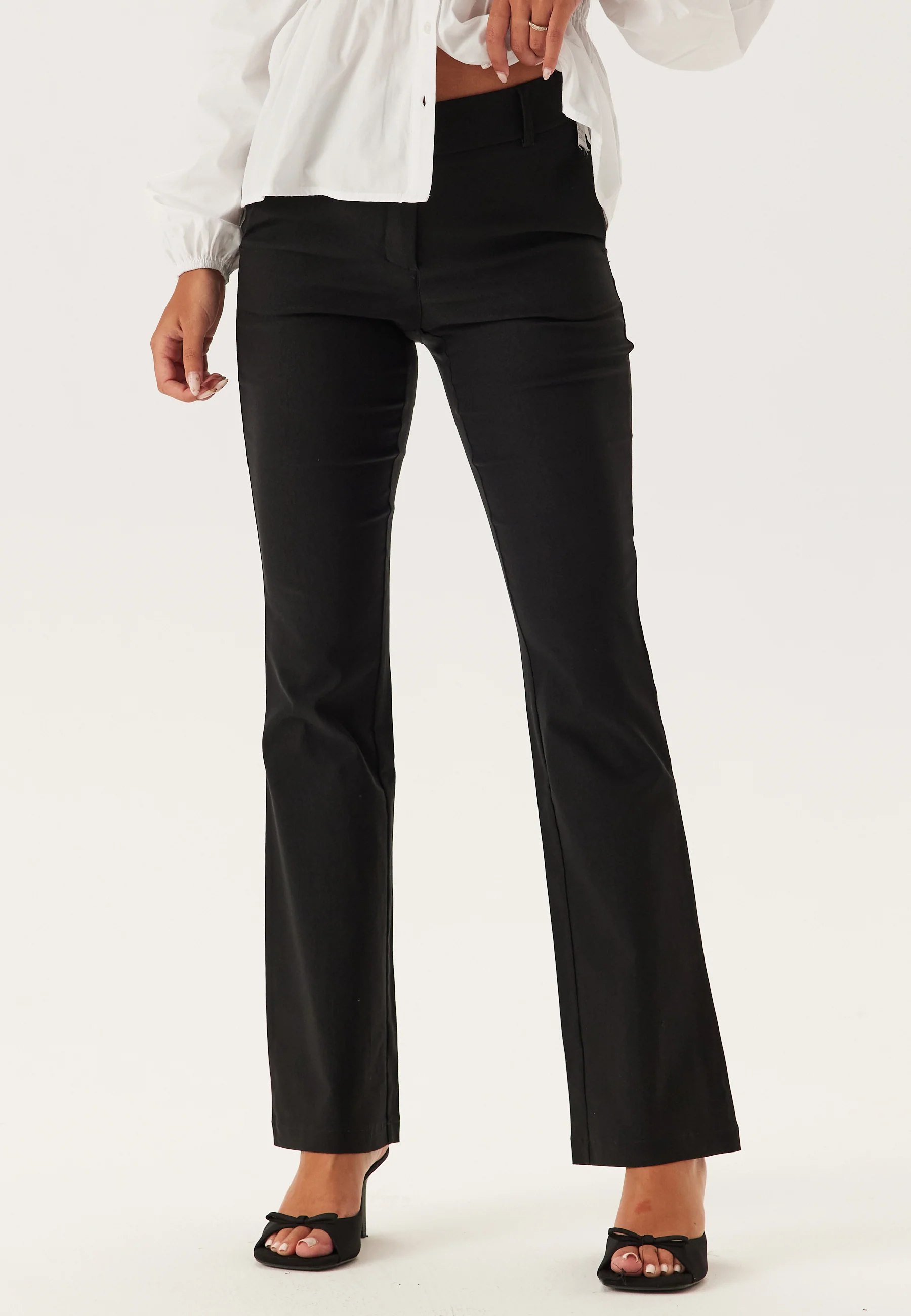 Mid Waist Stretchy Flared Trousers - Image 2