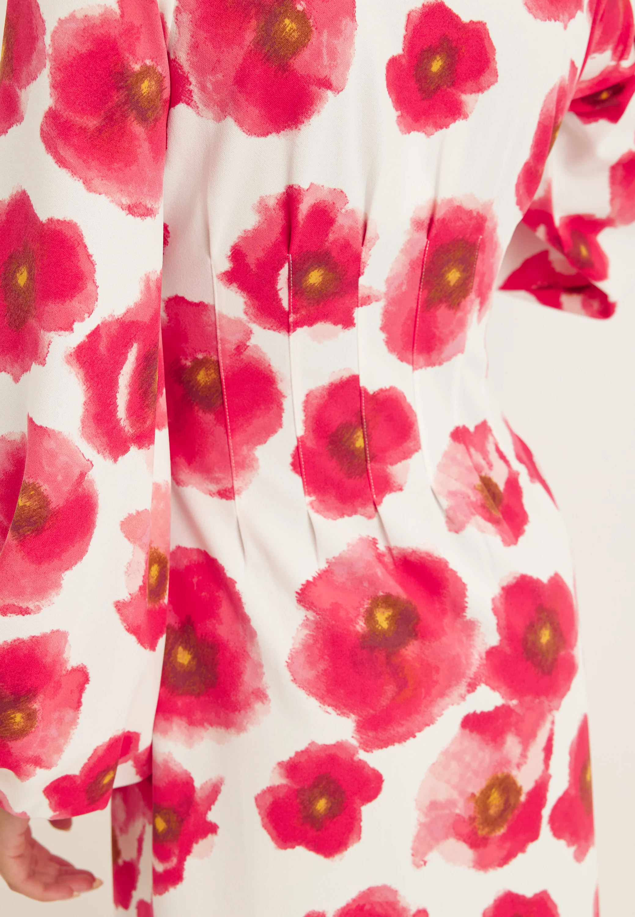 Midi Button Volume Sleeve Dress - Image 5