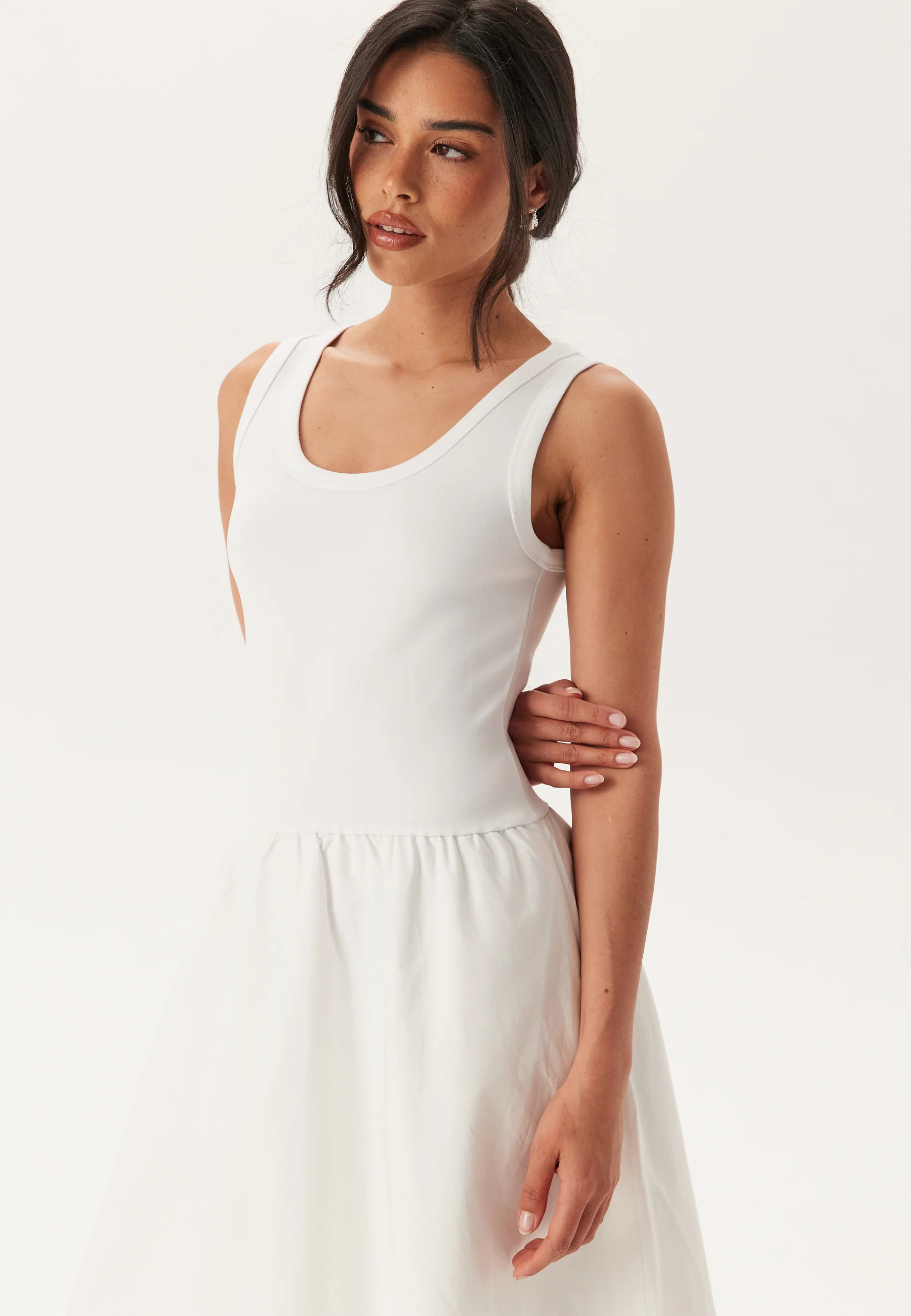 Midi Jersey Woven Combo Dress - Image 4