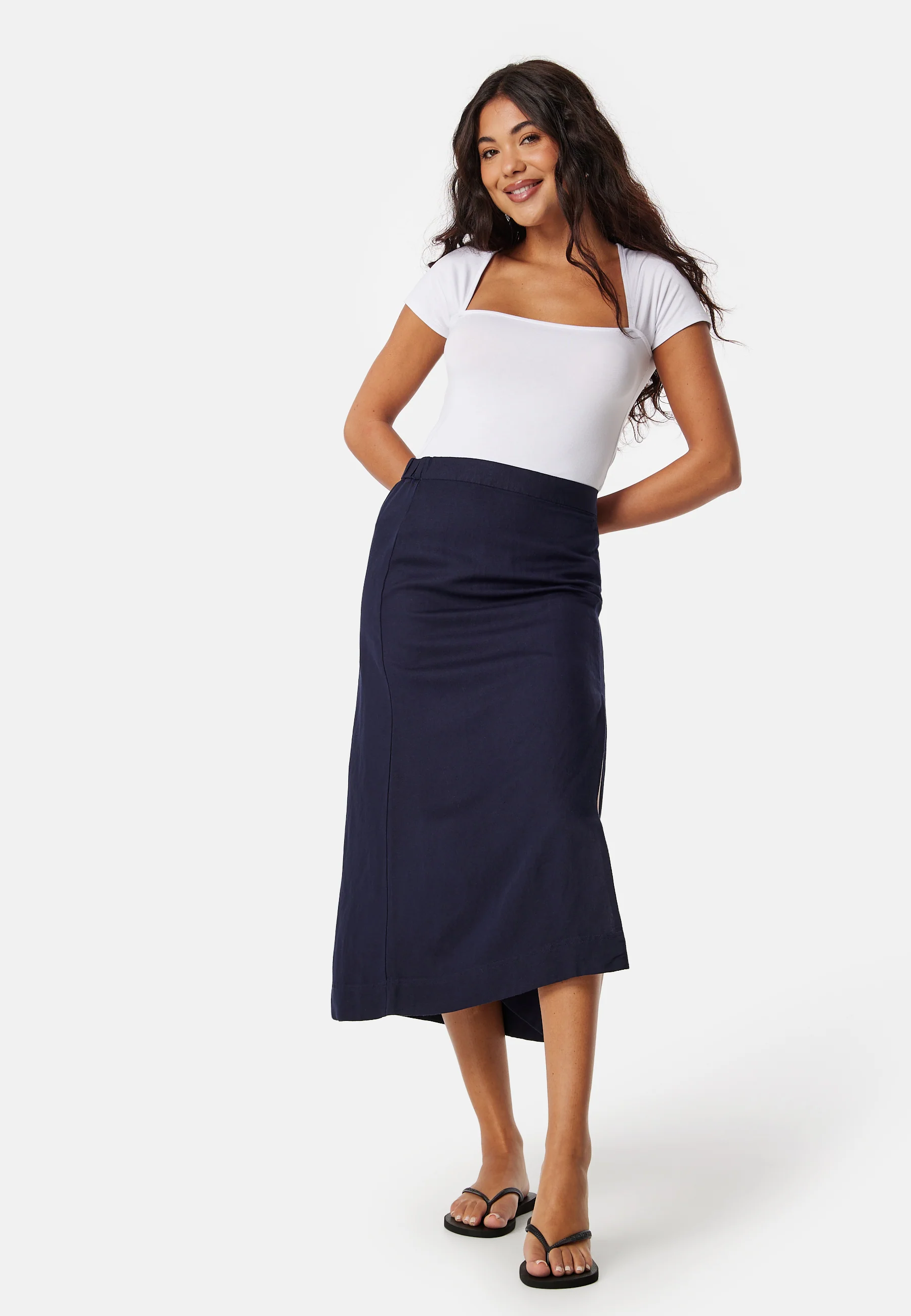 Midi Linen Blend Skirt - Image 3