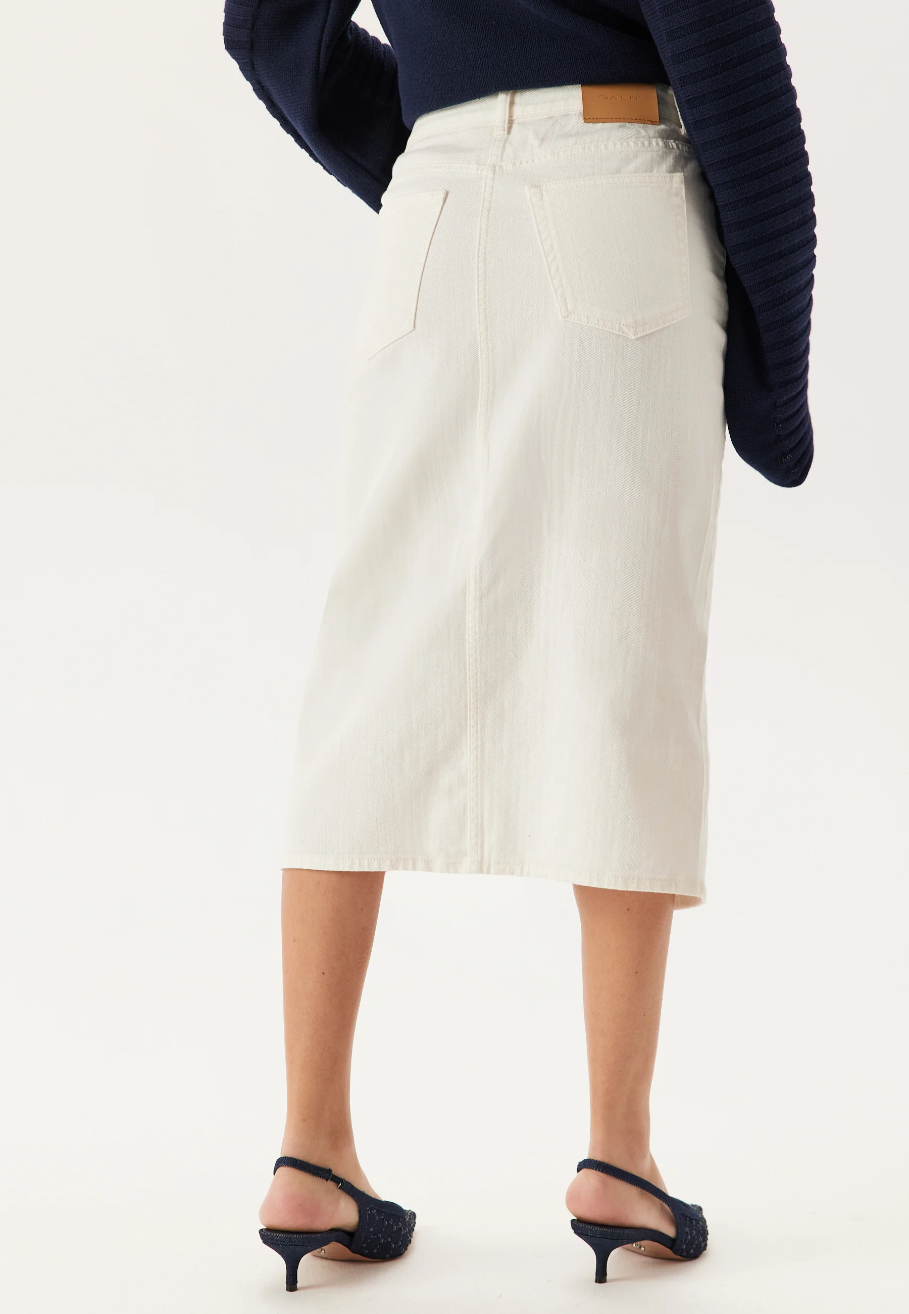 Midi White Denim Skirt - Image 2