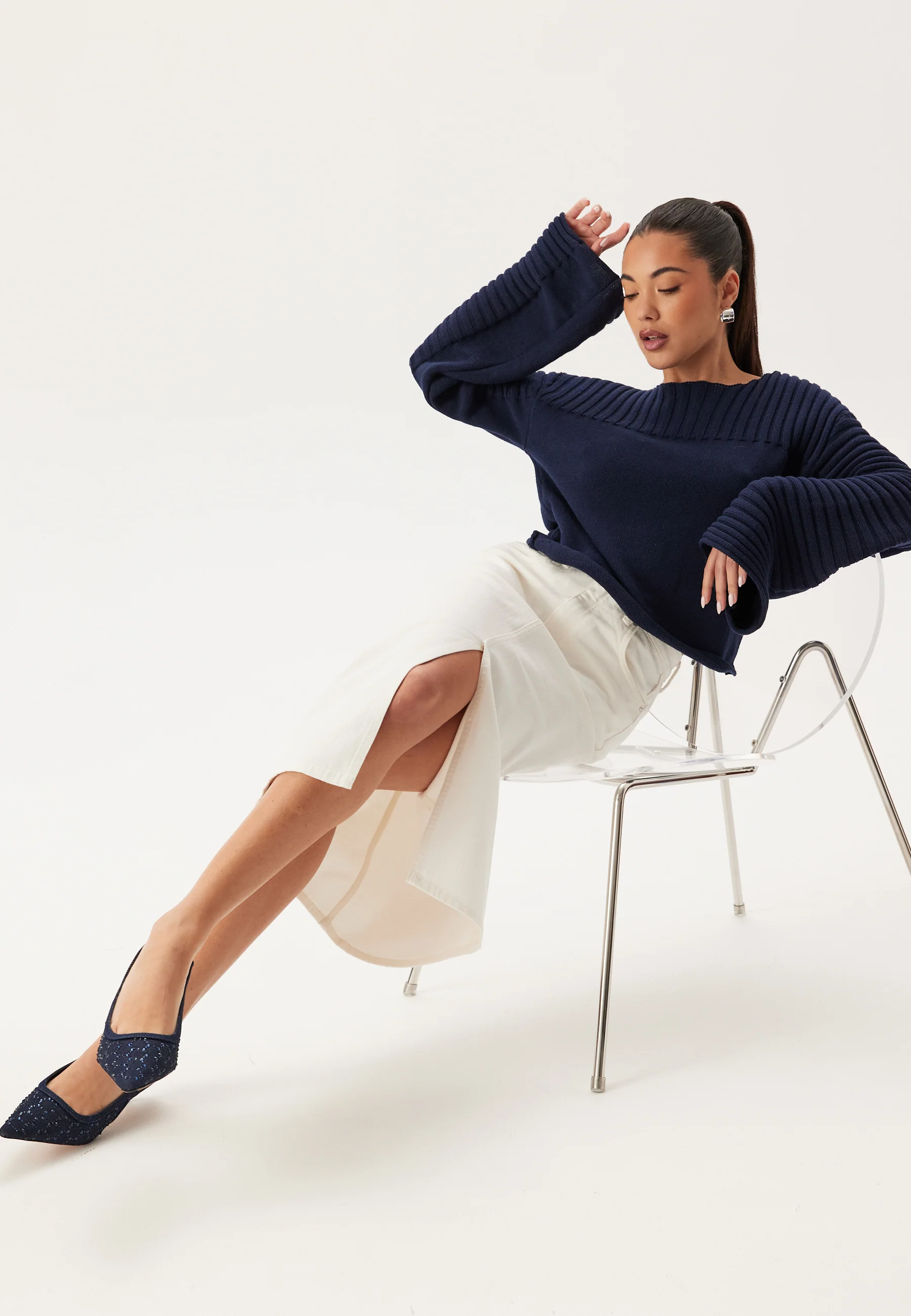 Midi White Denim Skirt - Image 5