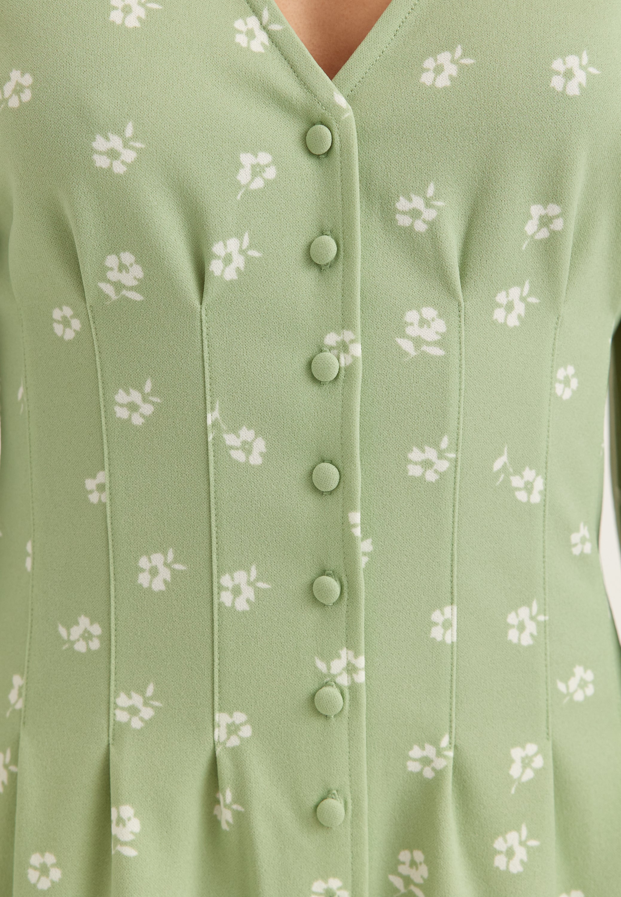 Mini Button Volume Sleeve Dress - Image 6