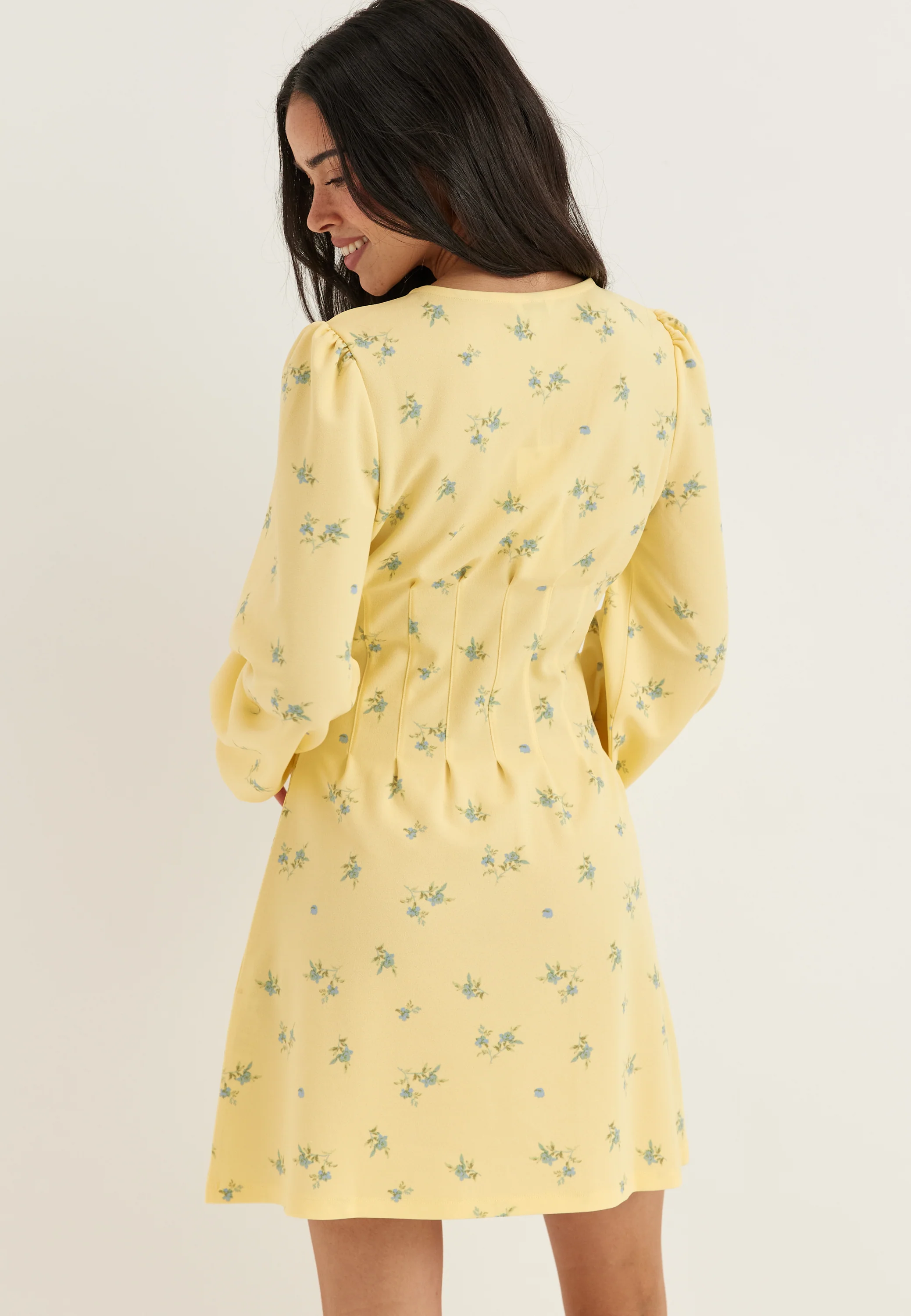 Mini Button Volume Sleeve Dress - Image 3