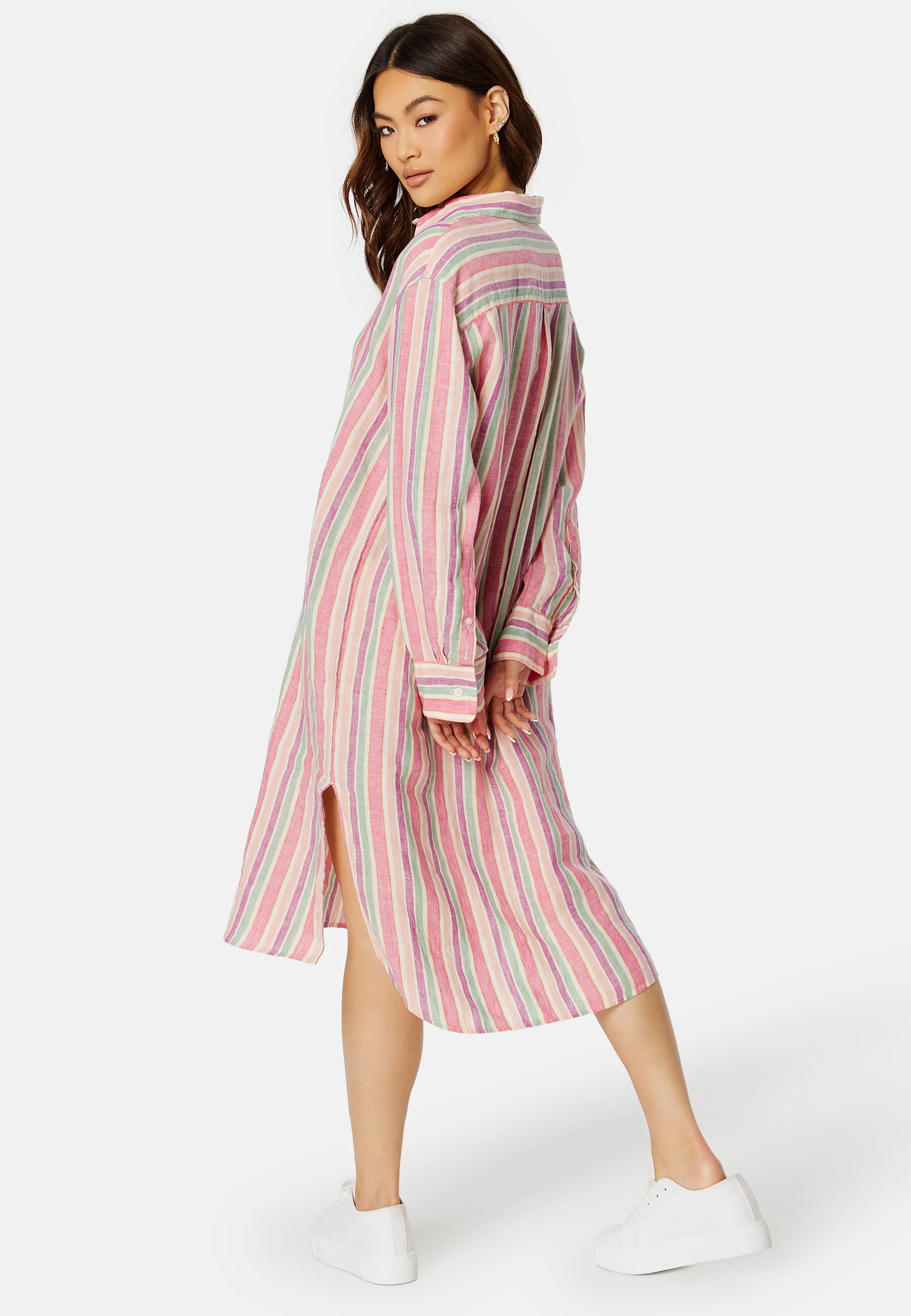 Multistrip Linen Shirt Dress - Image 2