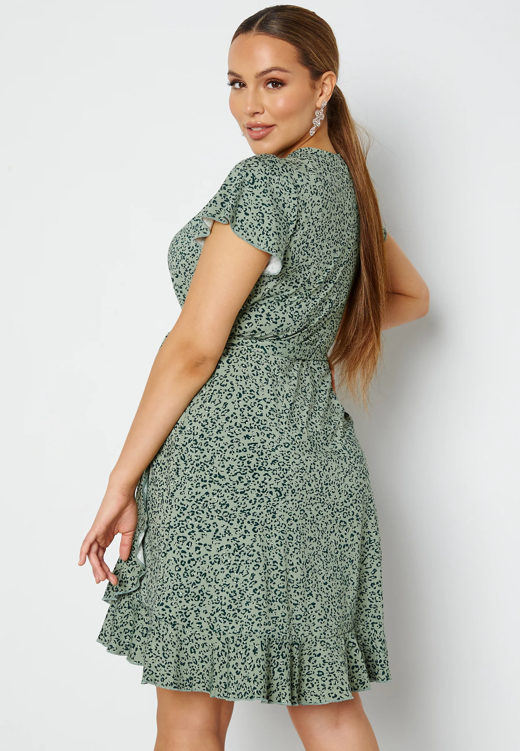 Naomi wrap mini flounce dress - Image 7