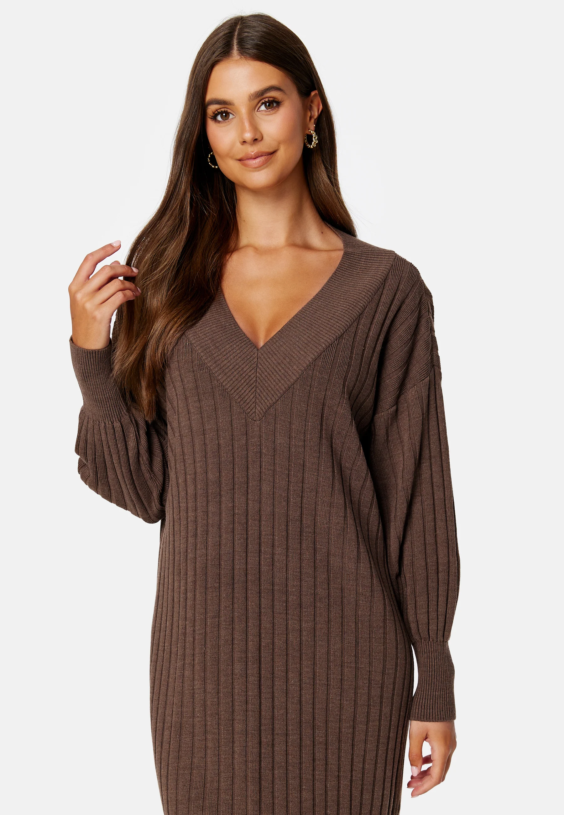 New Tessa L/S Midi V-Neck Dress - Image 2