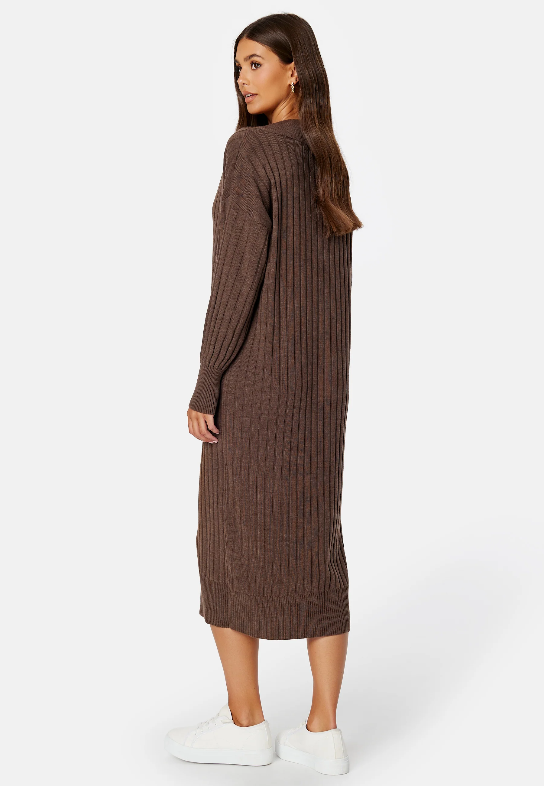 New Tessa L/S Midi V-Neck Dress - Image 4