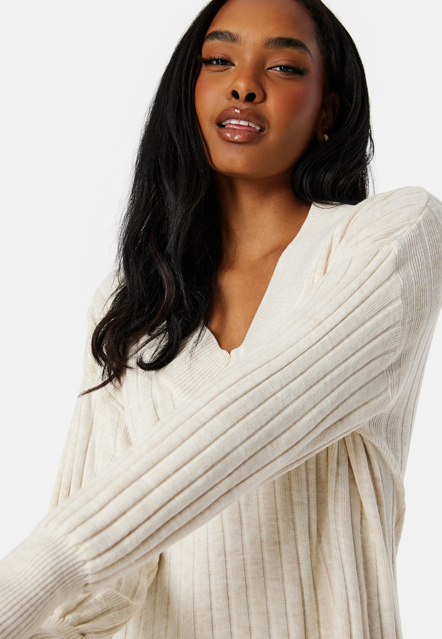 New Tessa L/S Midi V-Neck Dress - Image 3