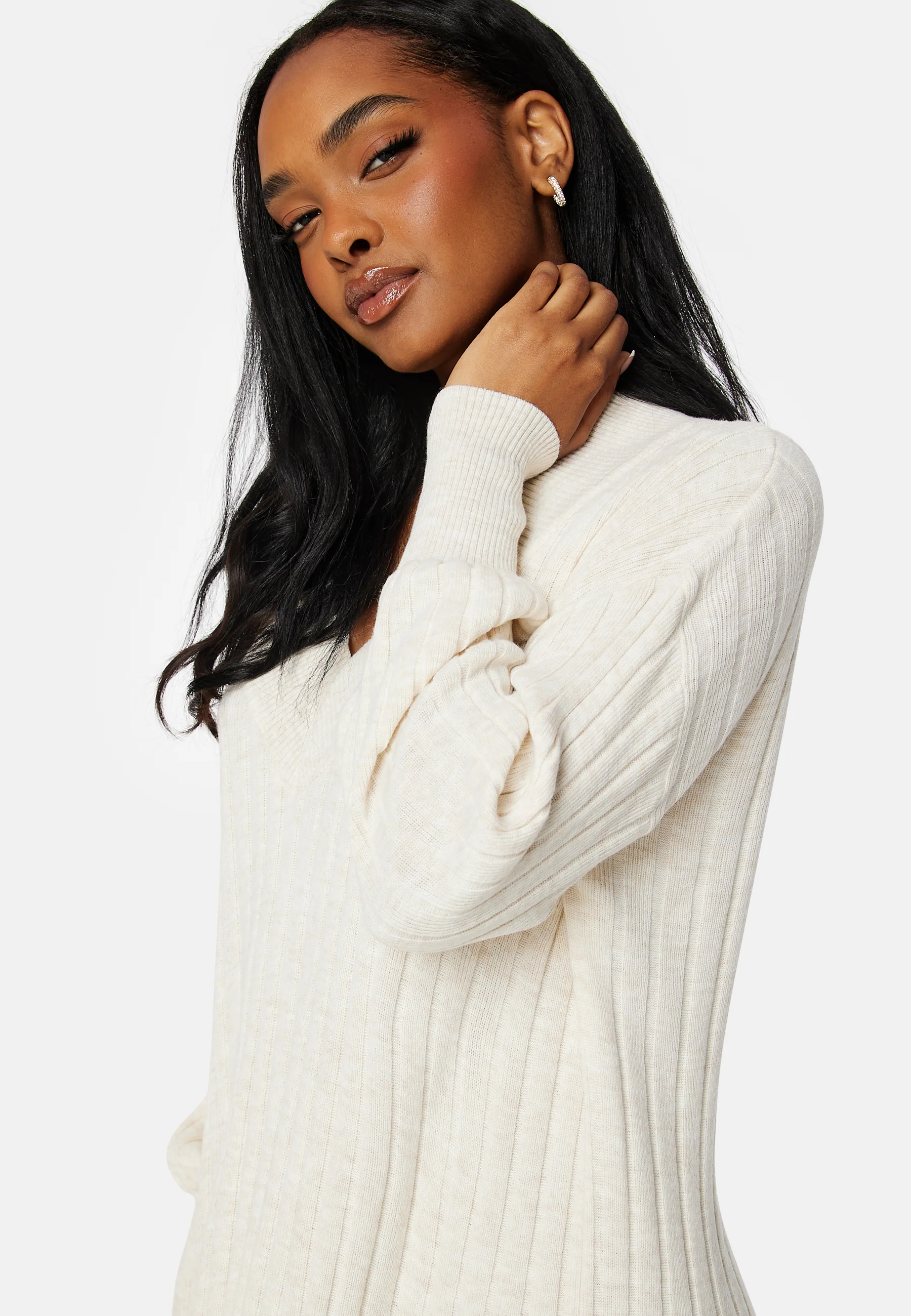 New Tessa L/S Midi V-Neck Dress - Image 4