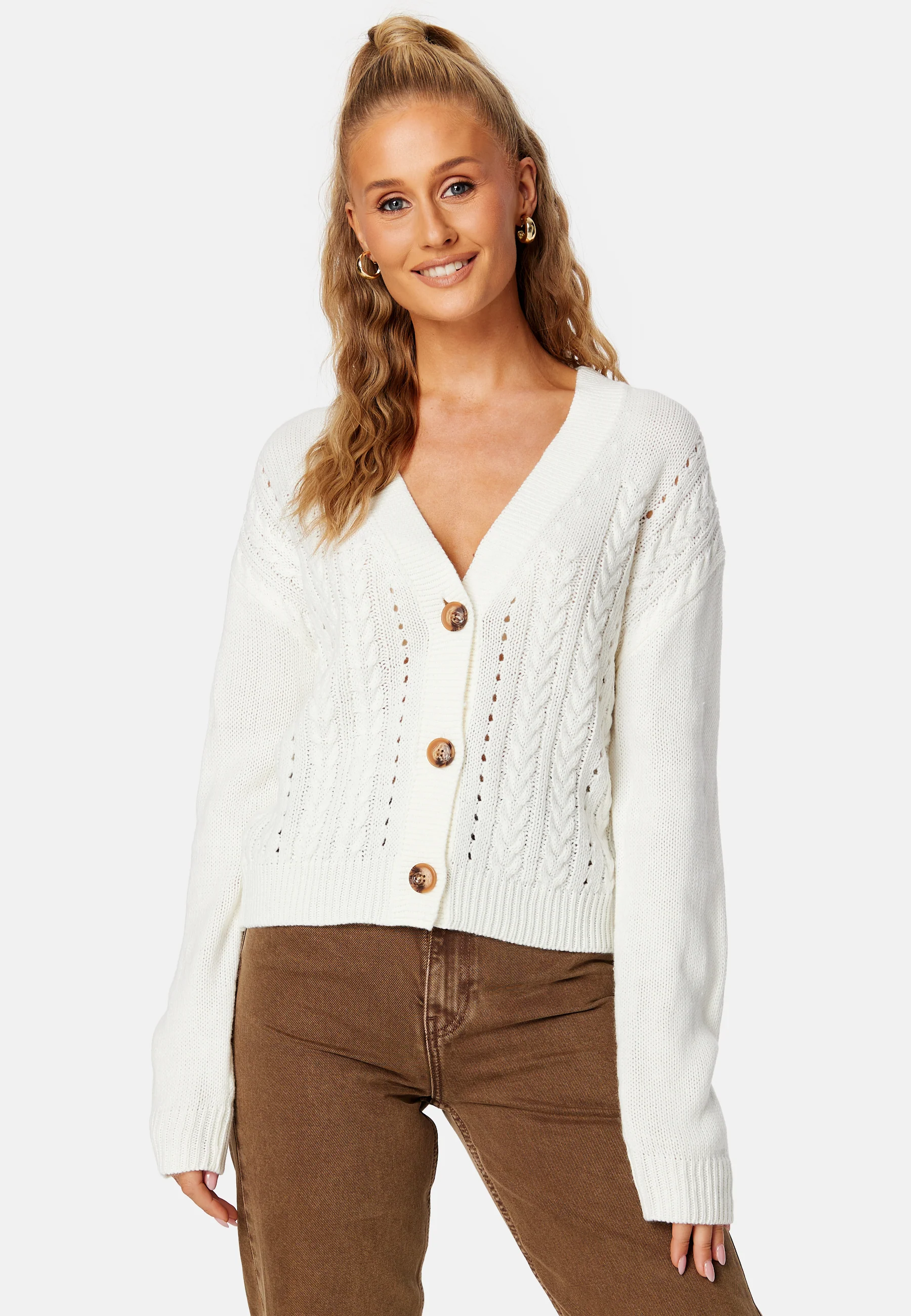 Oa L/S Cable Knit Cardigan
