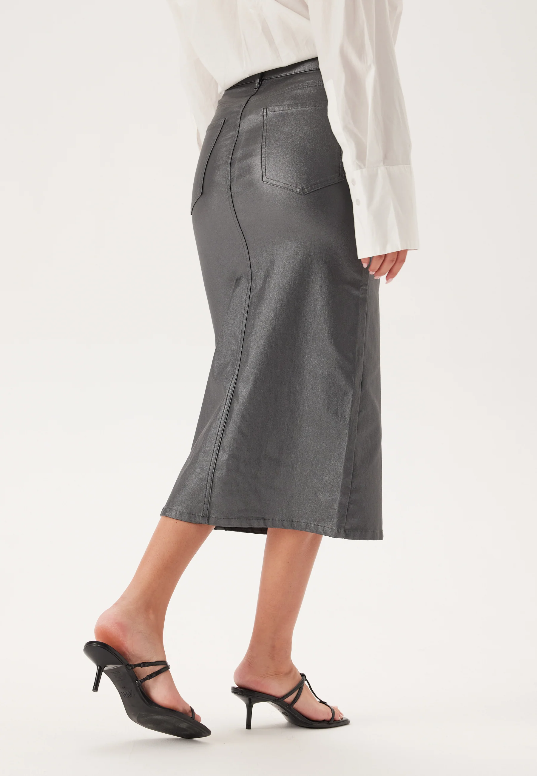 Objnaya Coated Mid Waist Skirt - Image 2