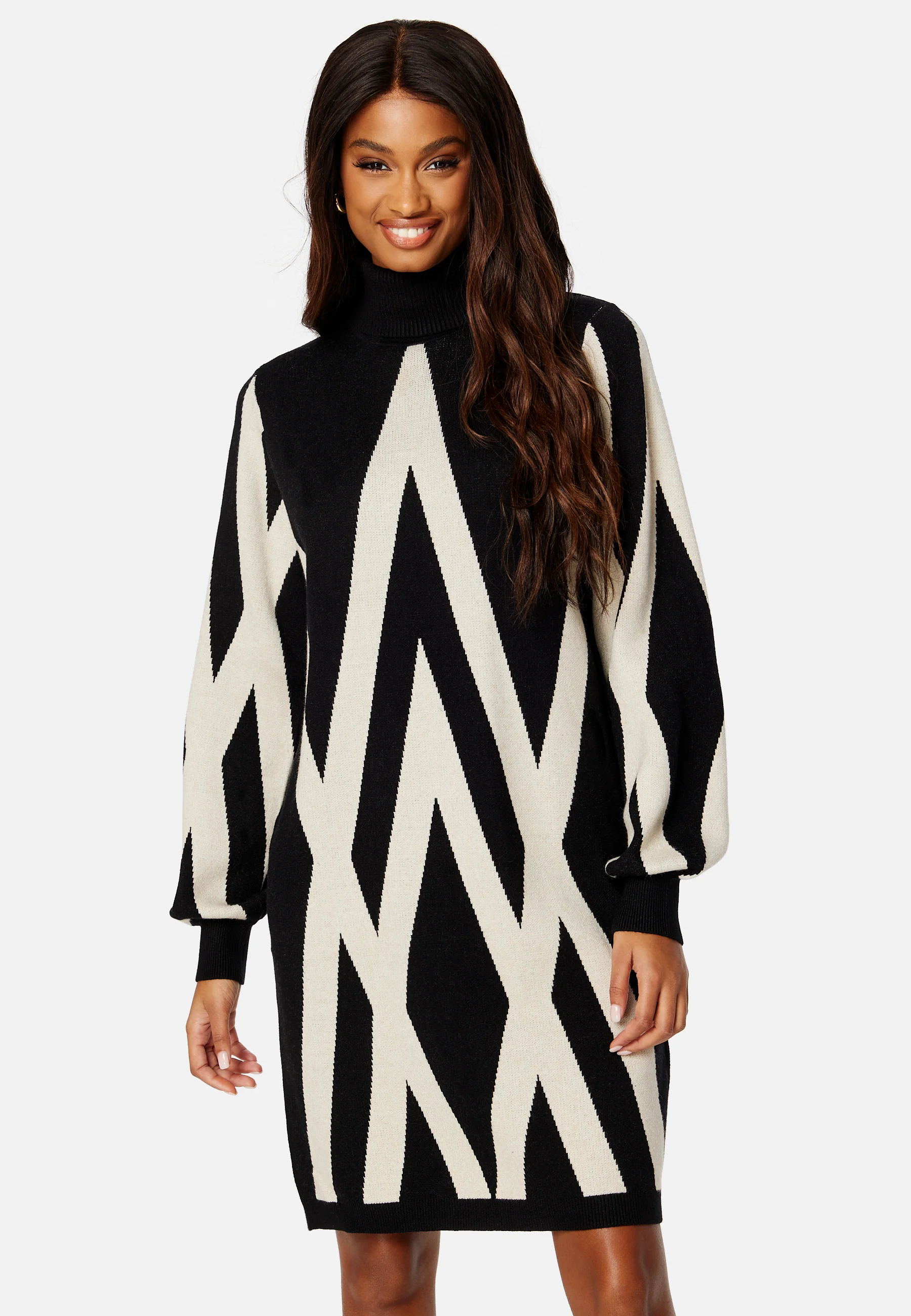 Objray L/S Knit Rollneck Dress