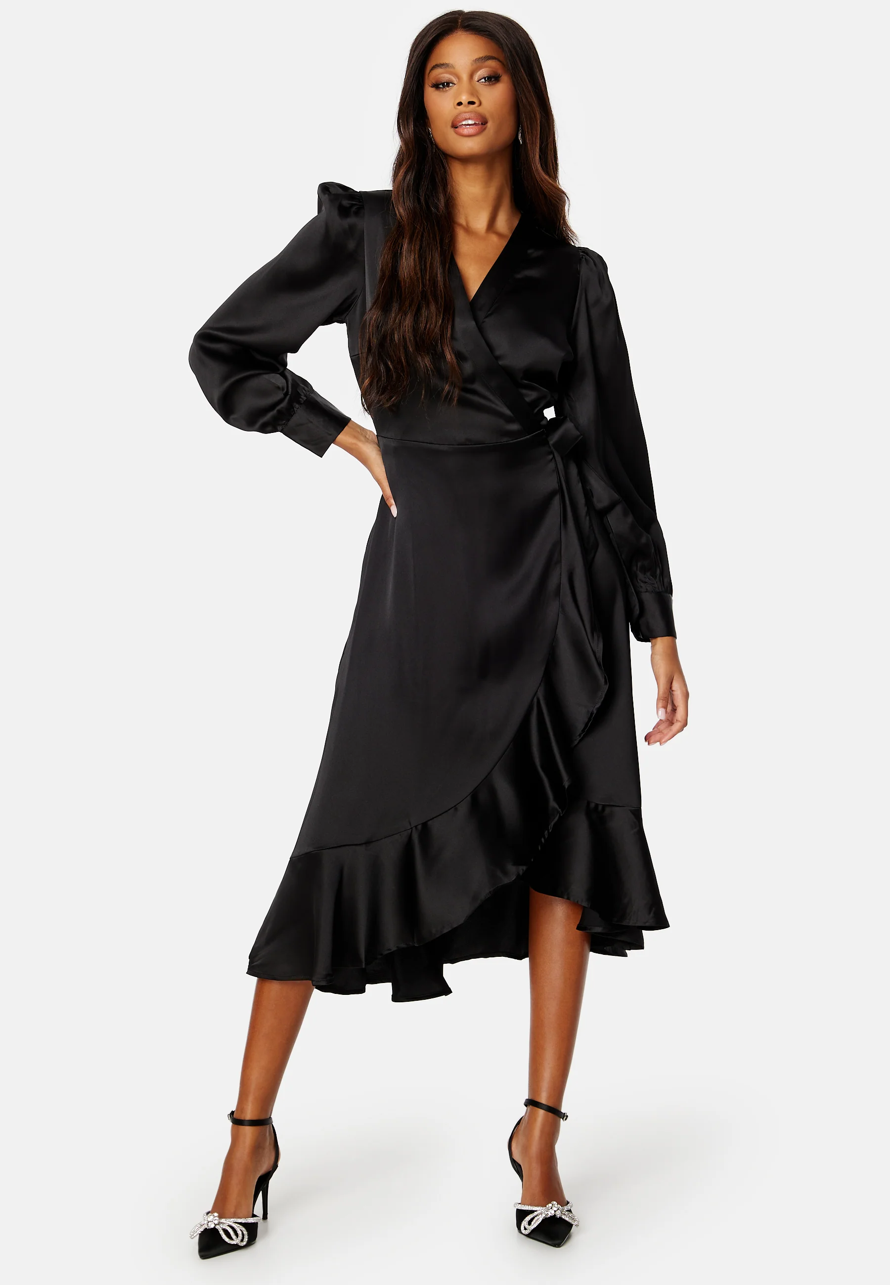 Objsateen Wrap Dress - Image 3
