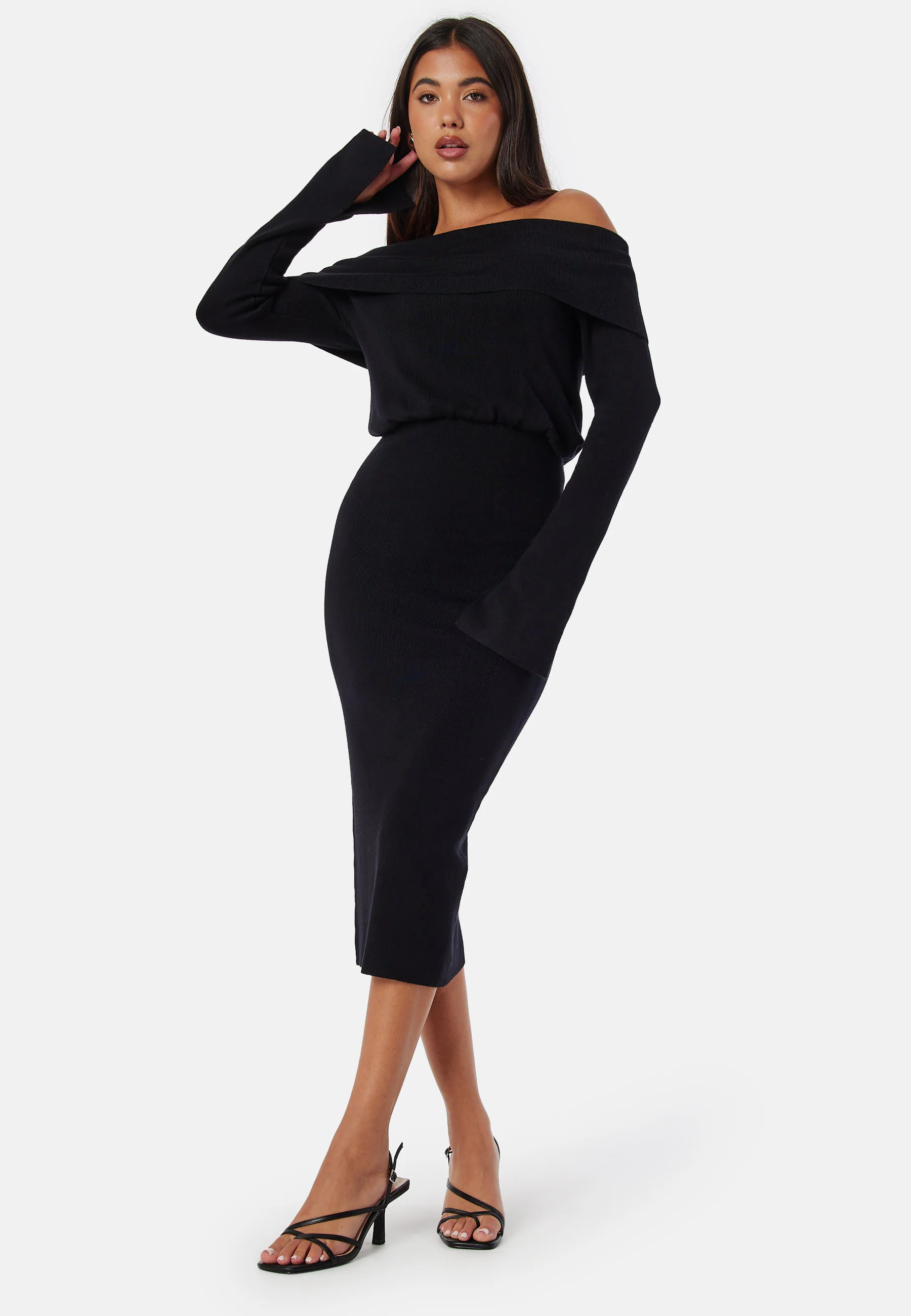 Off Shoulder Knitted Midi Dress - Image 2