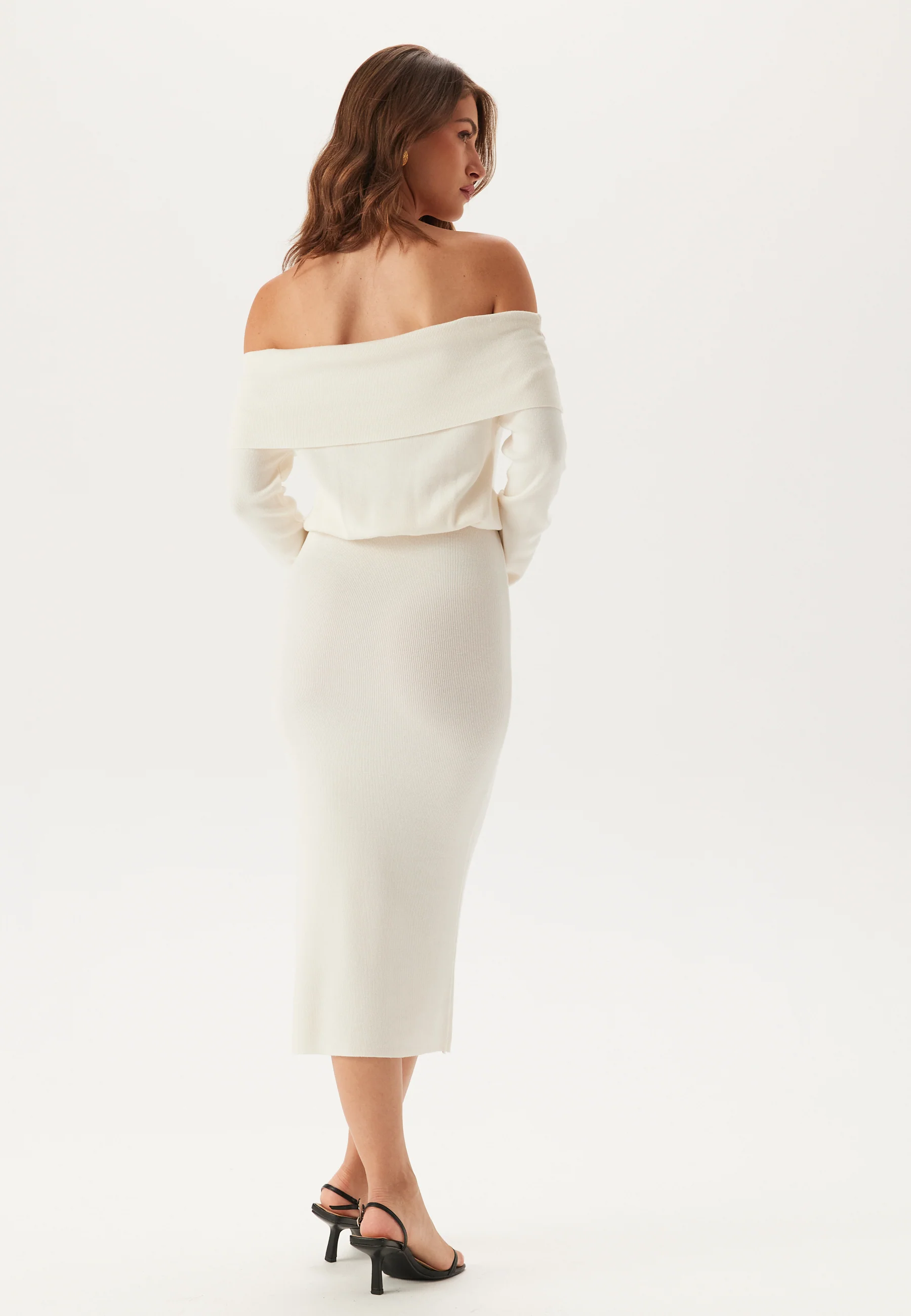 Off Shoulder Knitted Midi Dress - Image 3