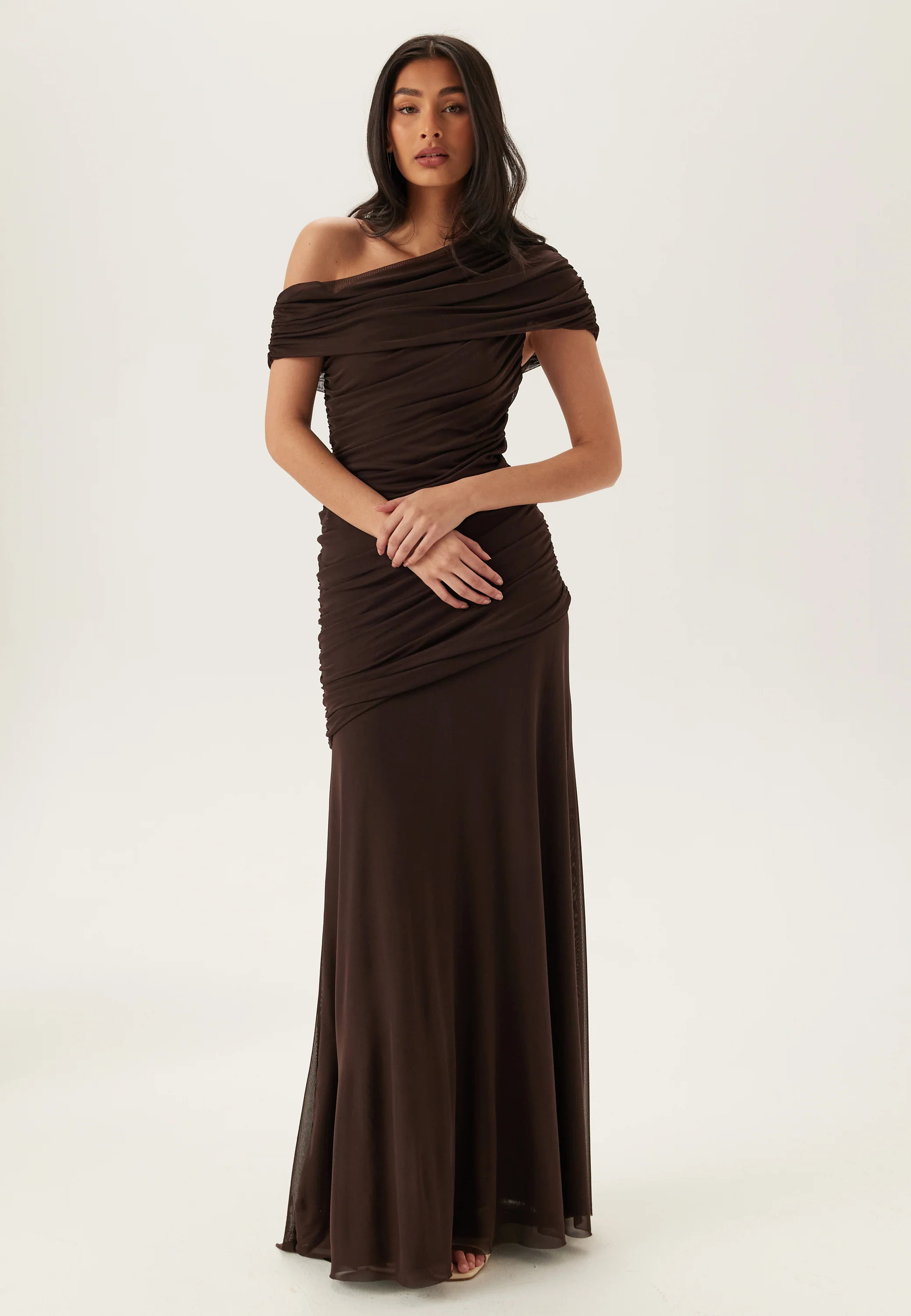 Off Shoulder Mesh Gown