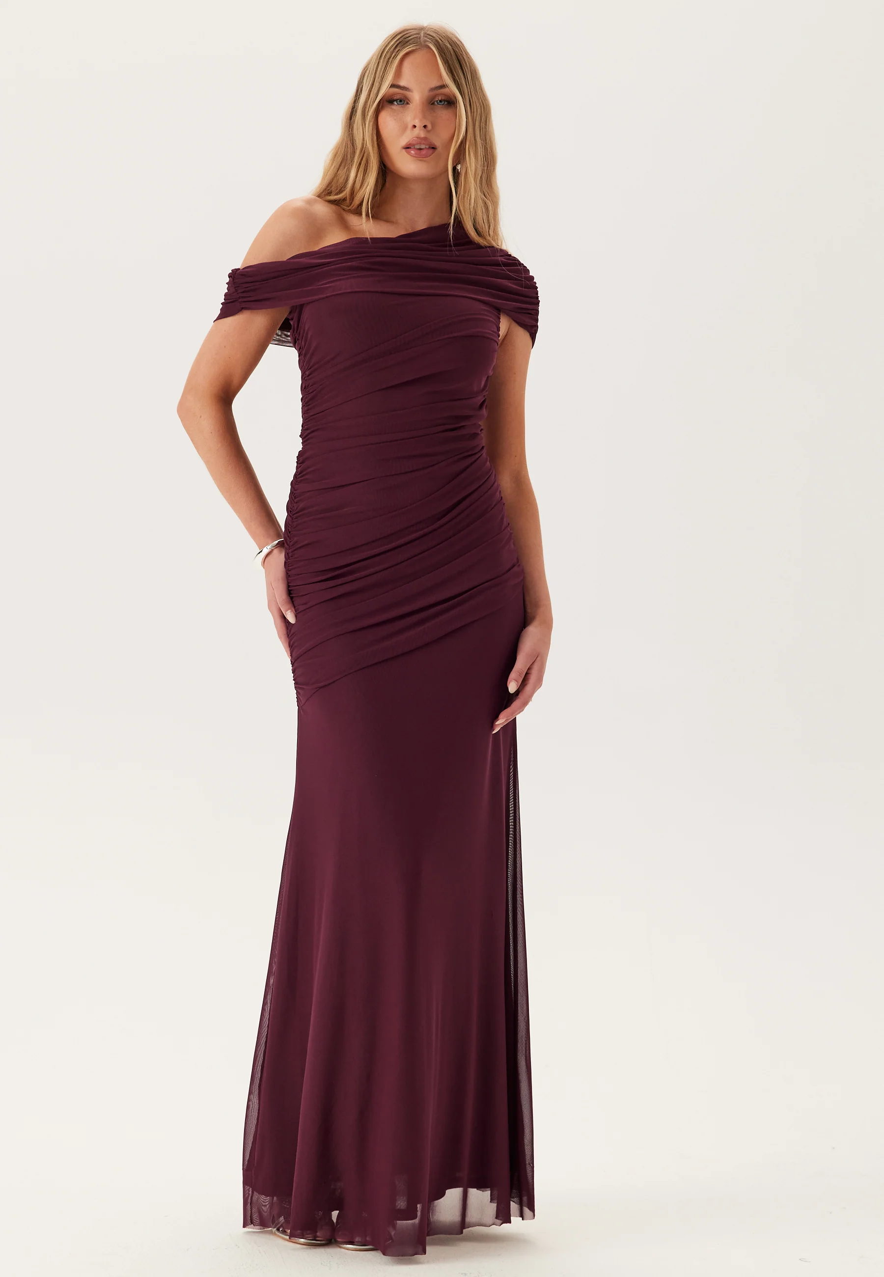 Off Shoulder Mesh Gown - Image 3