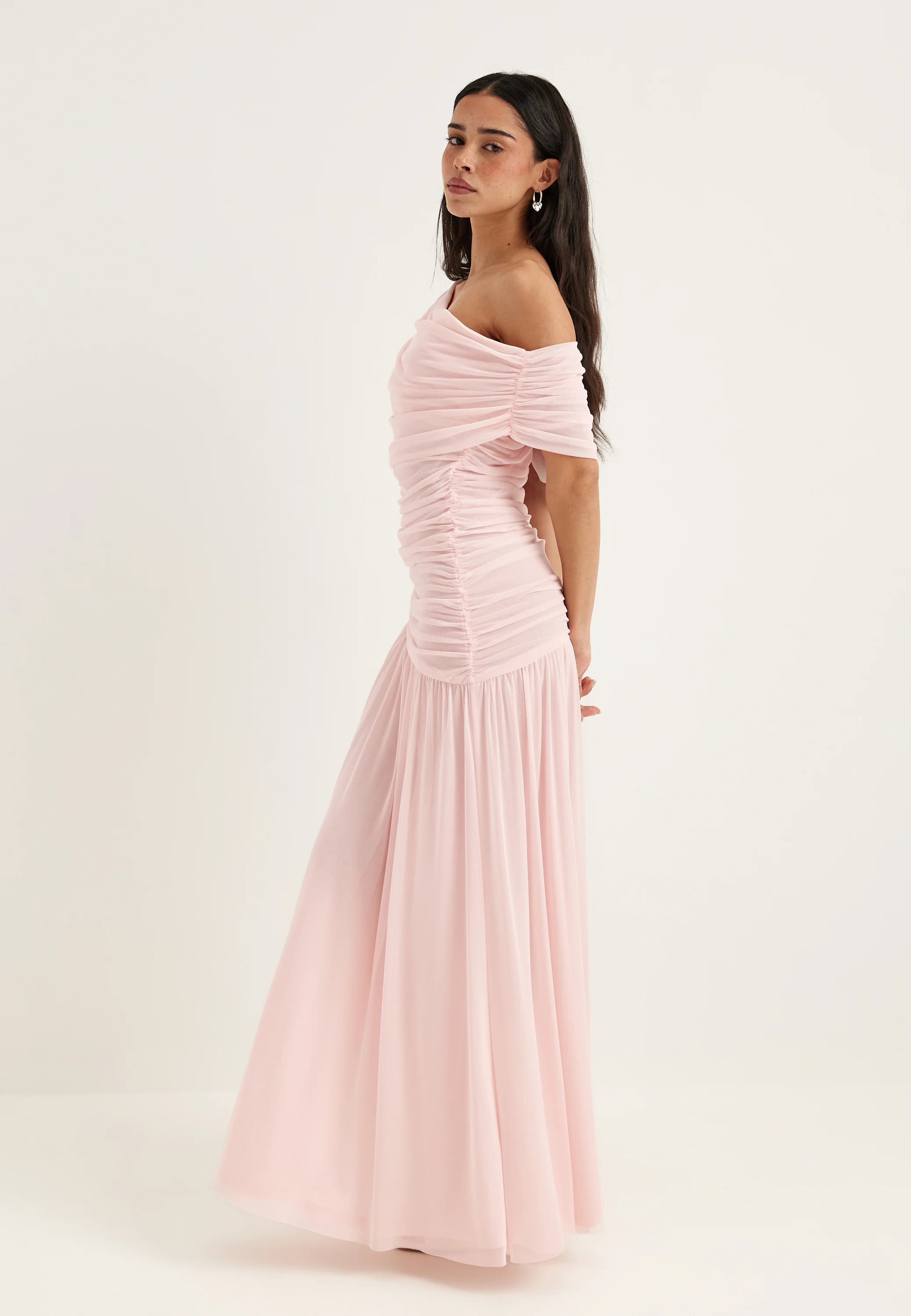 Off Shoulder Mesh Maxi Dress - Image 3