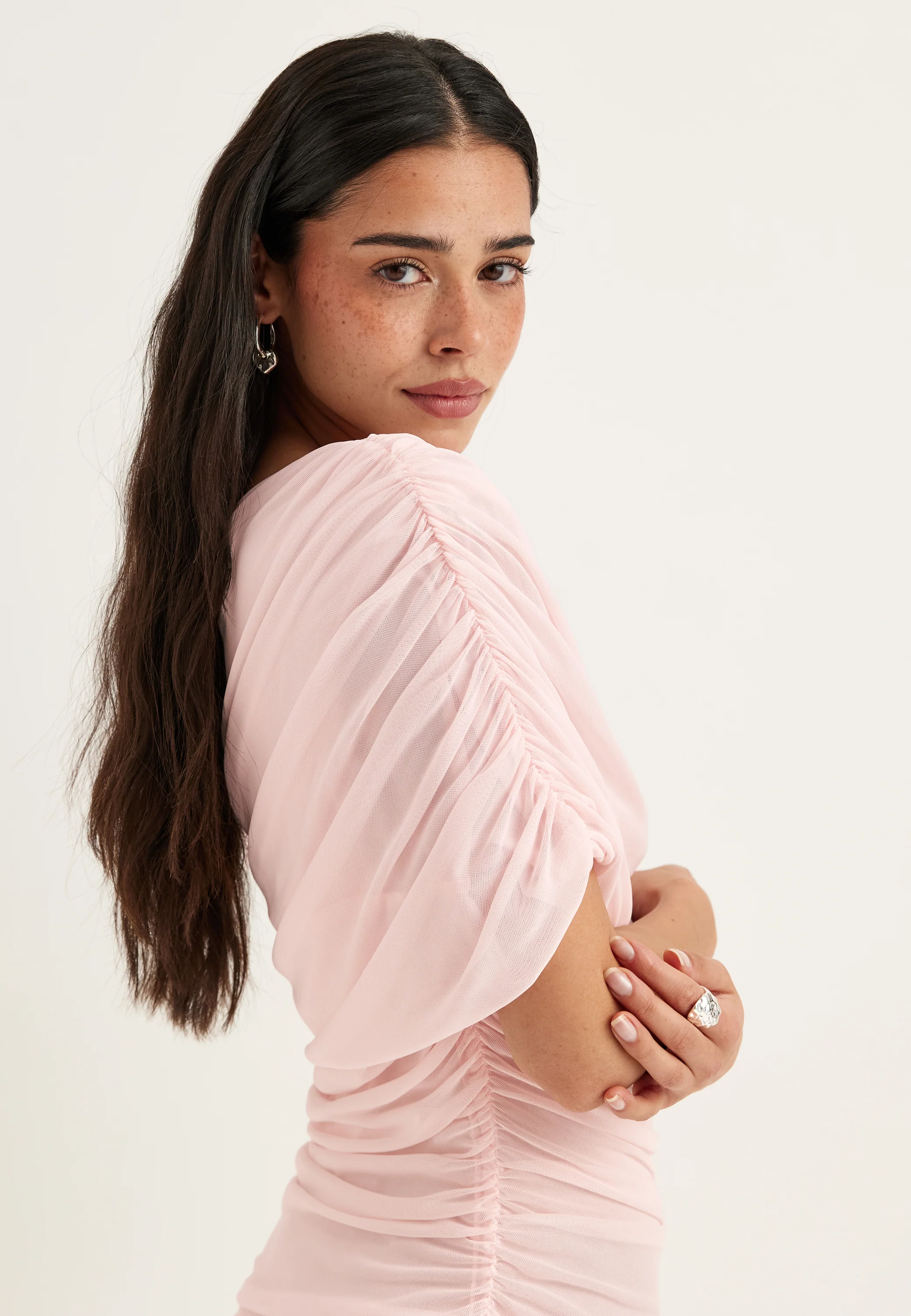 Off Shoulder Mesh Maxi Dress - Image 4