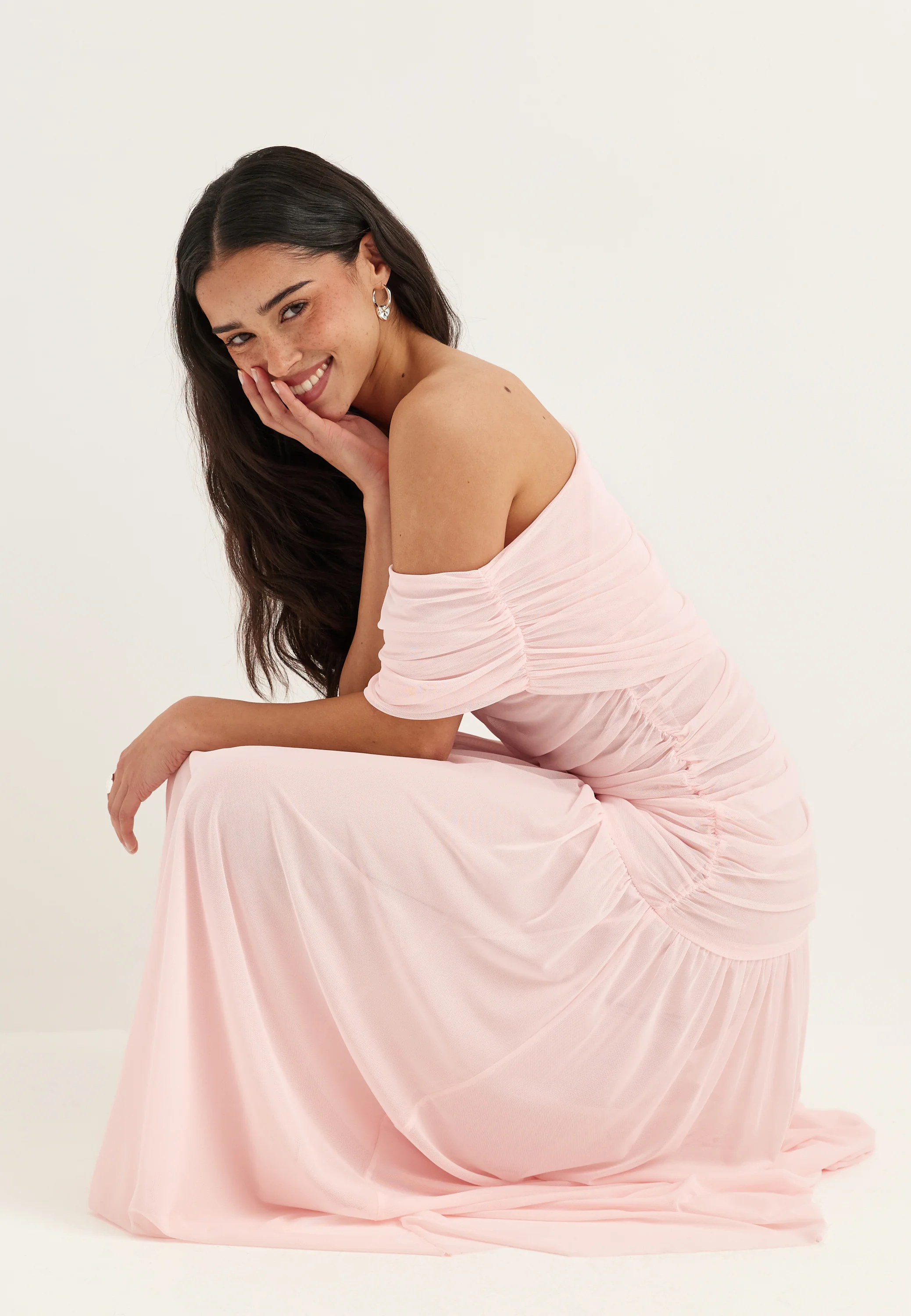 Off Shoulder Mesh Maxi Dress - Image 6