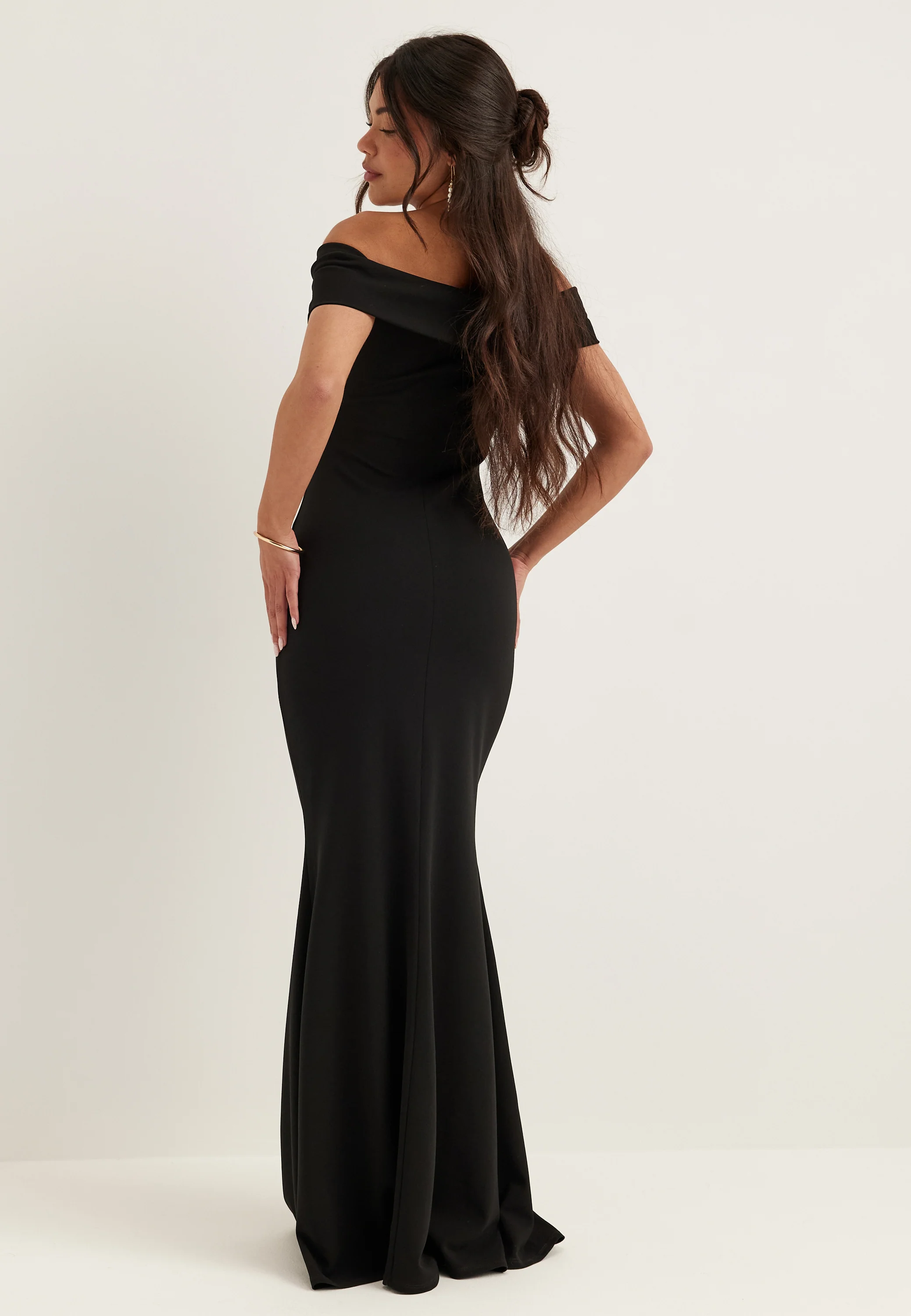 Off Shoulder Pleat Maxi Dress - Image 2