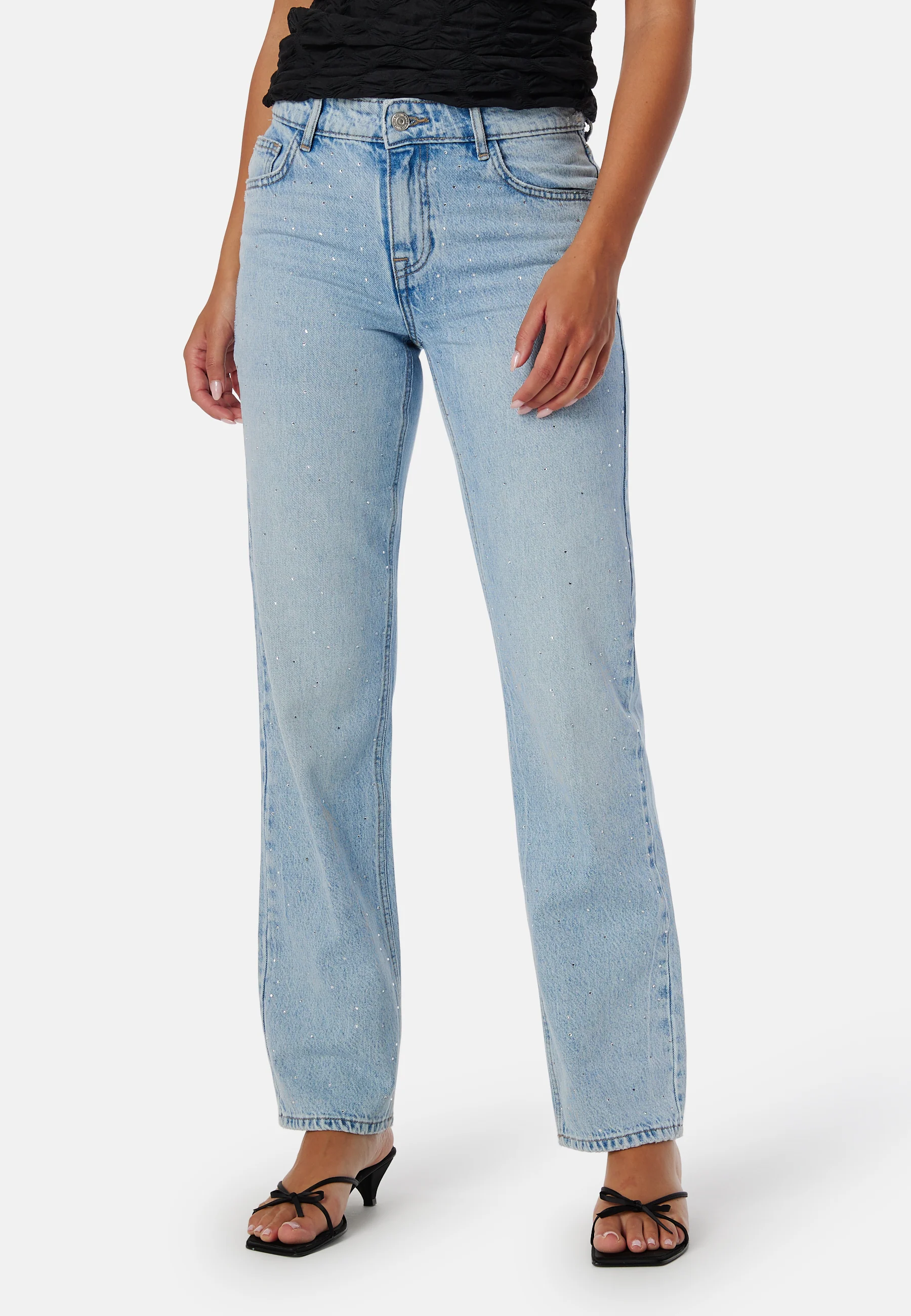 Onlbree low straight rhinest denim jeans - Image 3