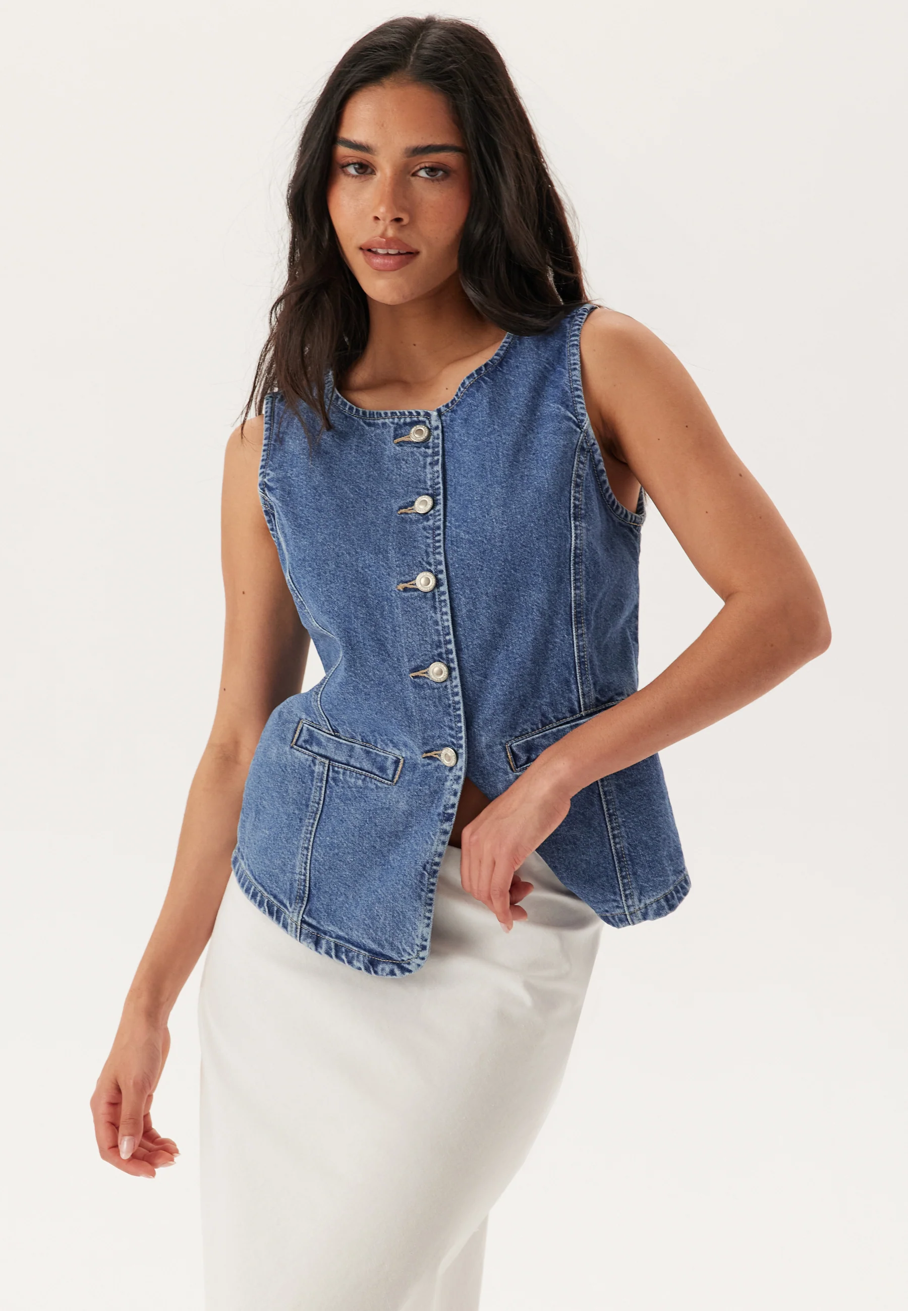 Onlgiulina S/L BUTTON VEST DNM