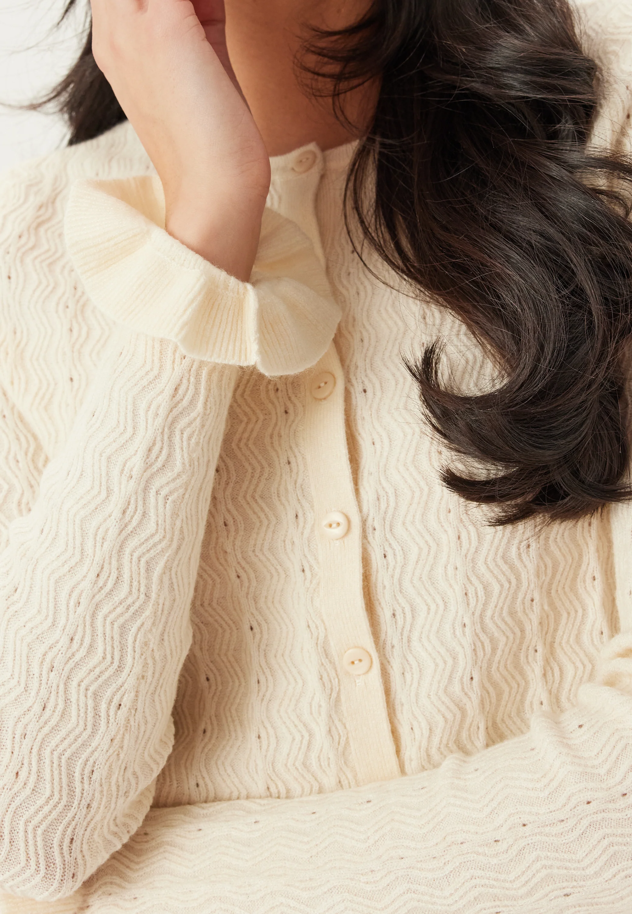 Onlibi Ls O-neck Frill Cardi - Image 3