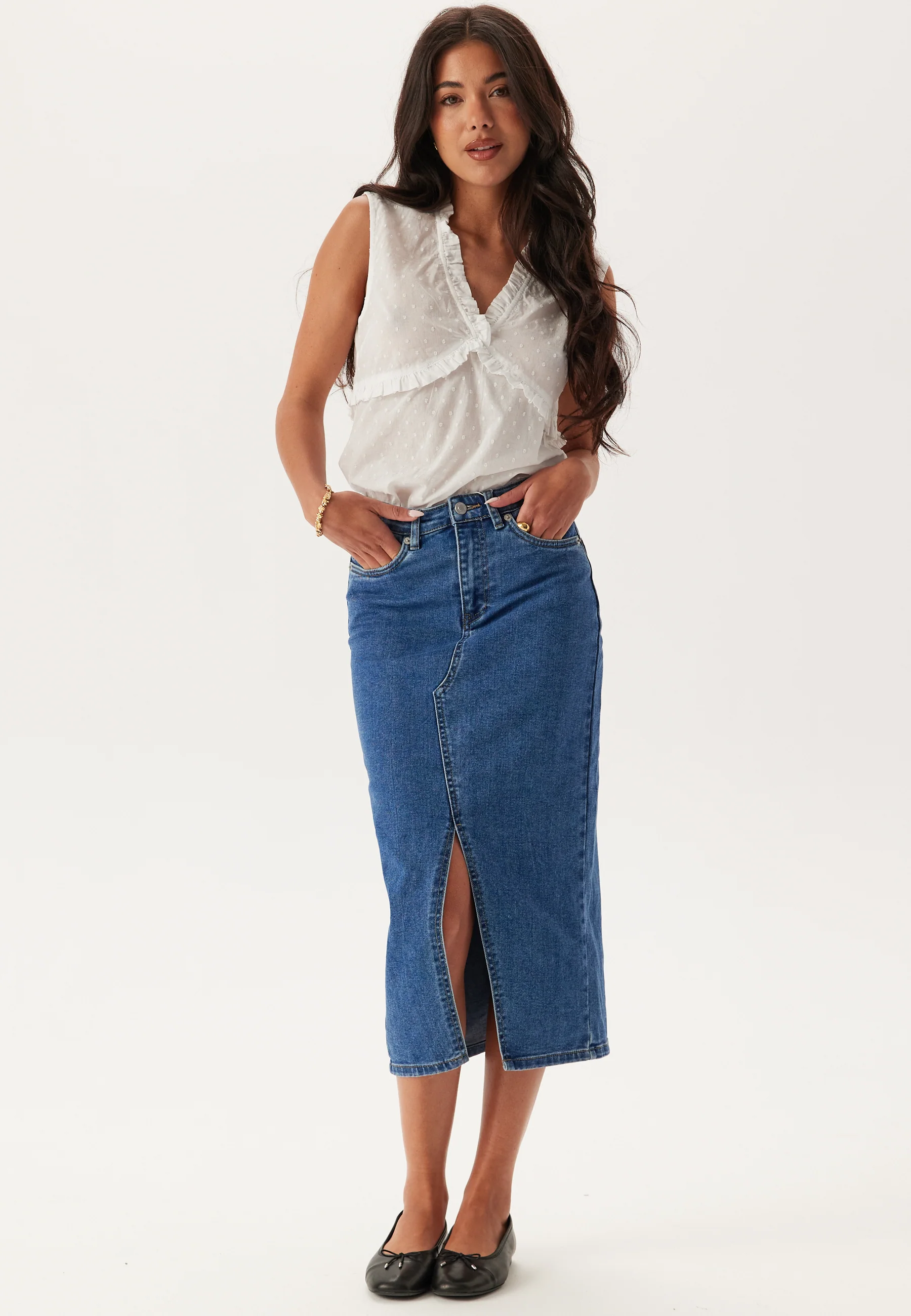 Onlsiri Front Slit Skirt Dnm - Image 3