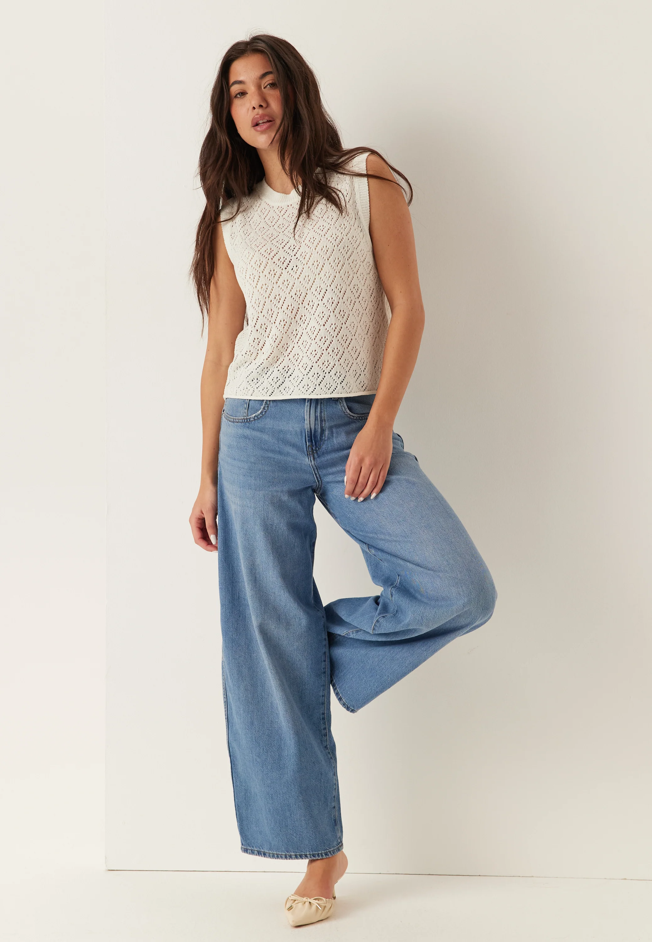 Onlsunny Sl Pointelle Top Knt - Image 3