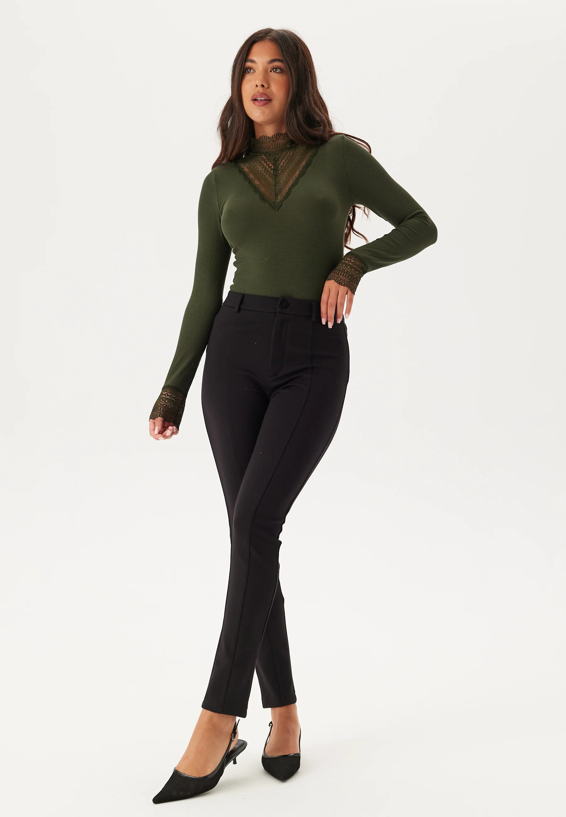 Onltilde L/S High Neck Lace Top JRS - Image 3