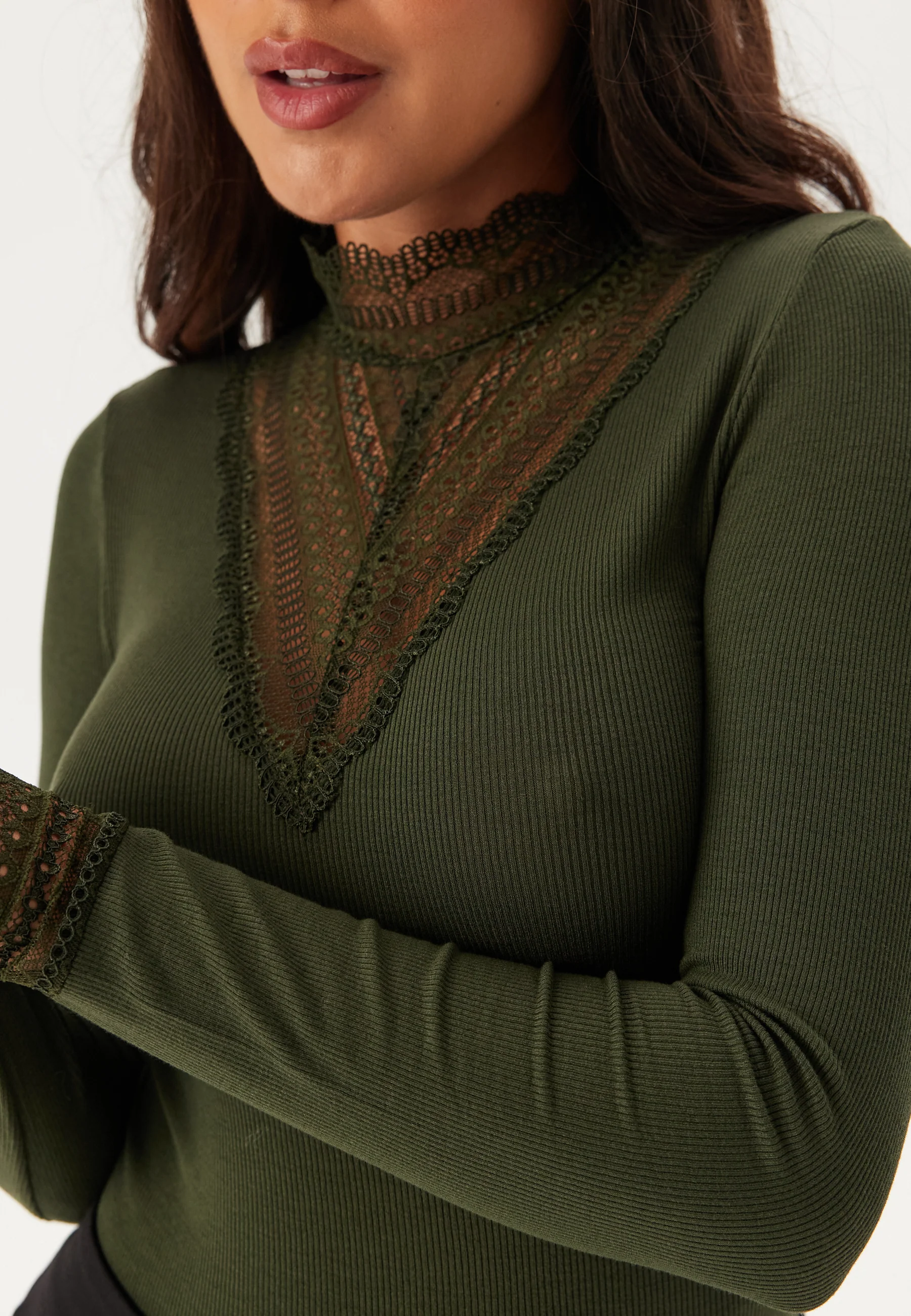 Onltilde L/S High Neck Lace Top JRS - Image 4
