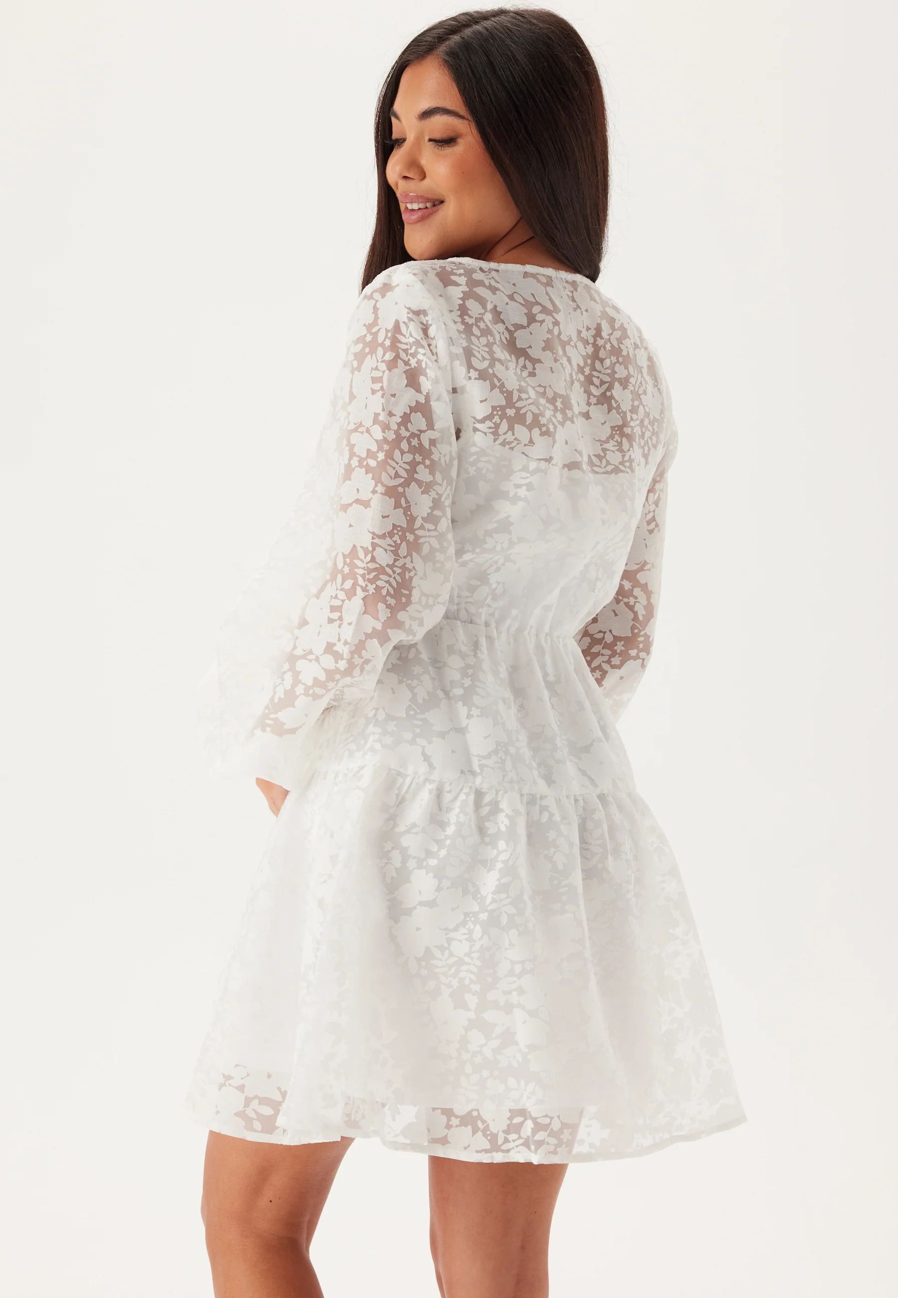 Overlap Balloon Sleeve Dress - Image 4