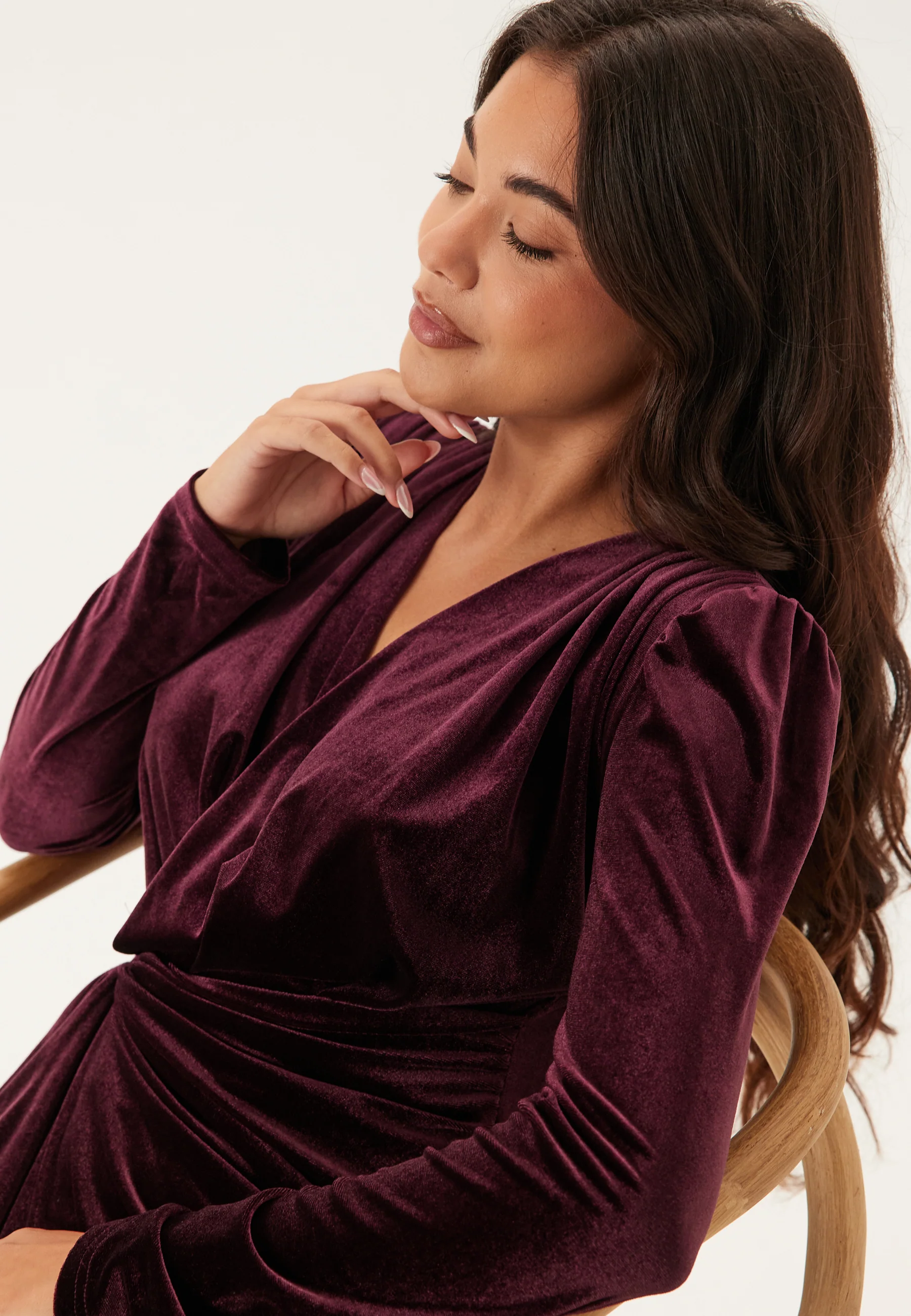 Overlap Velvet Dress - Image 5