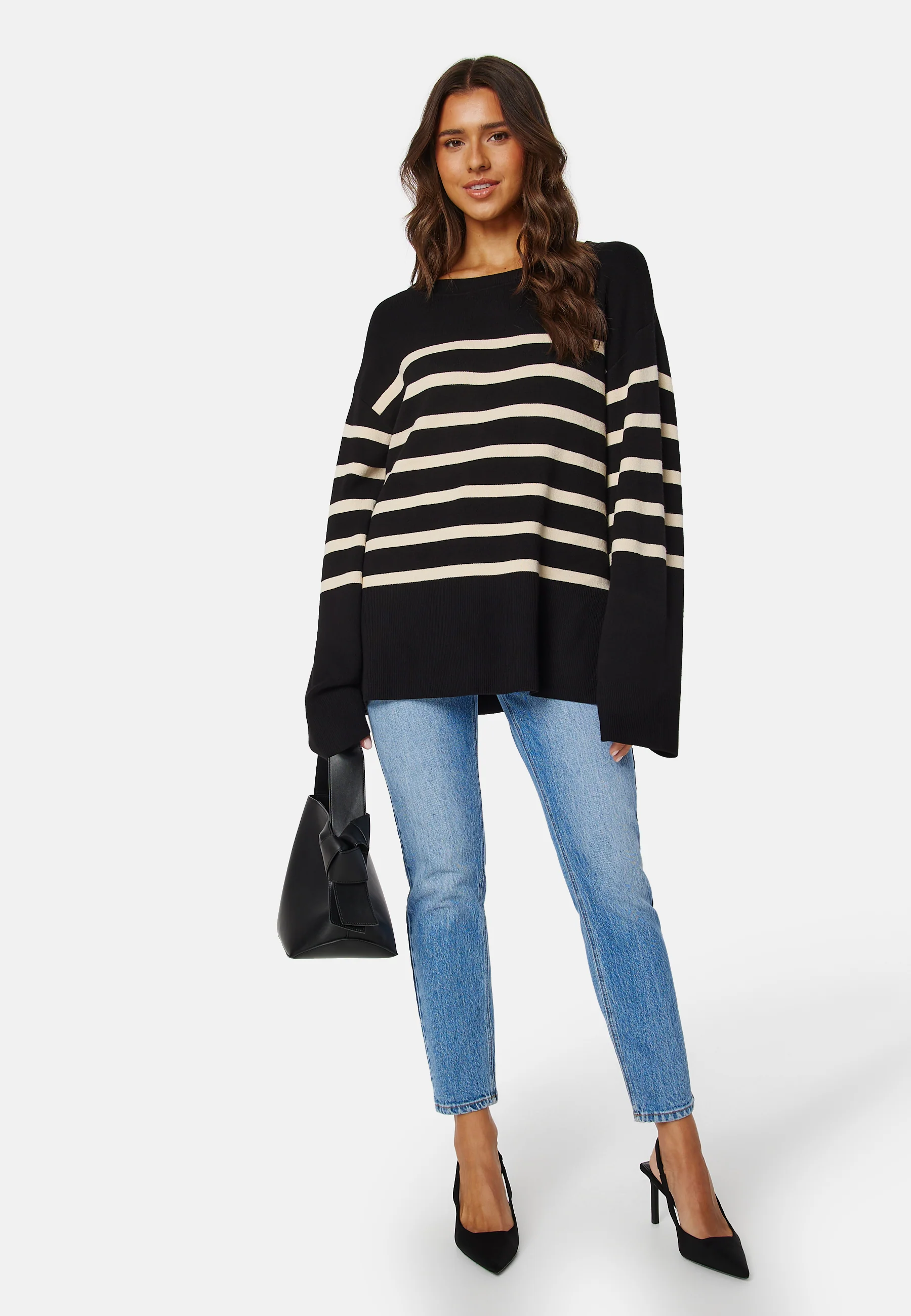 Oversized Striped Knitted Sweater - Image 3