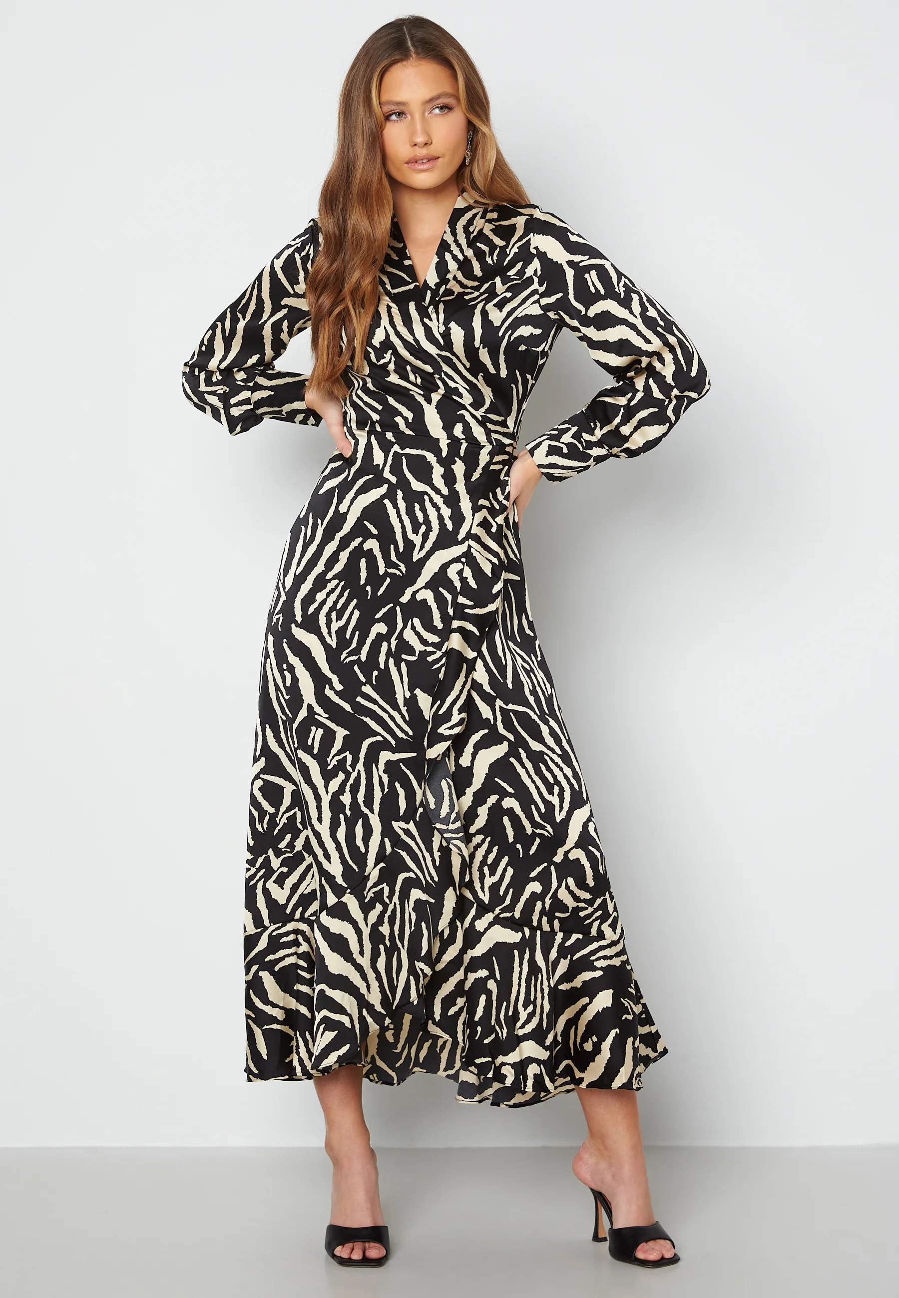 Papaya L/S Wrap Long Dress
