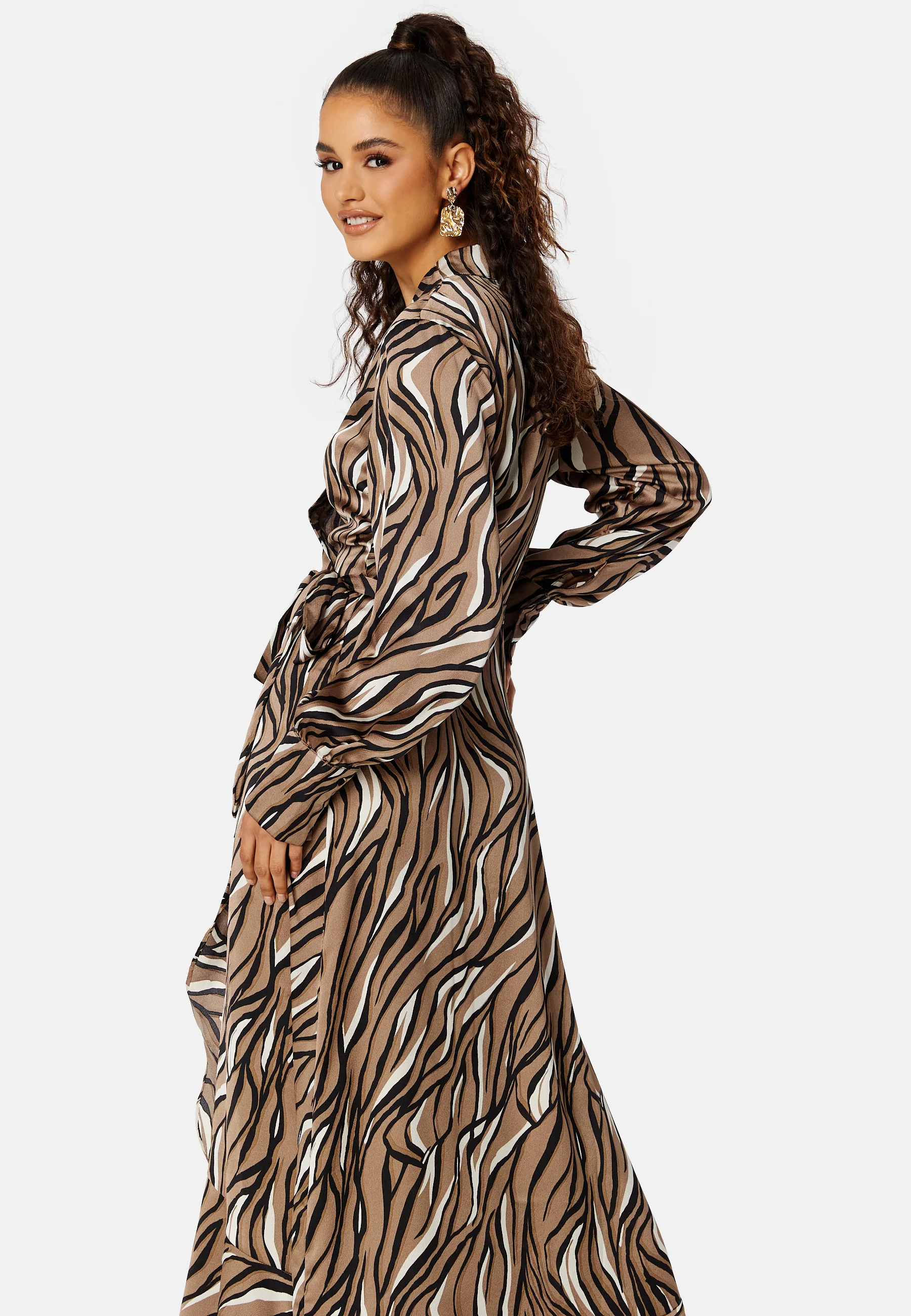 Papaya L/S Wrap Long Dress - Image 2