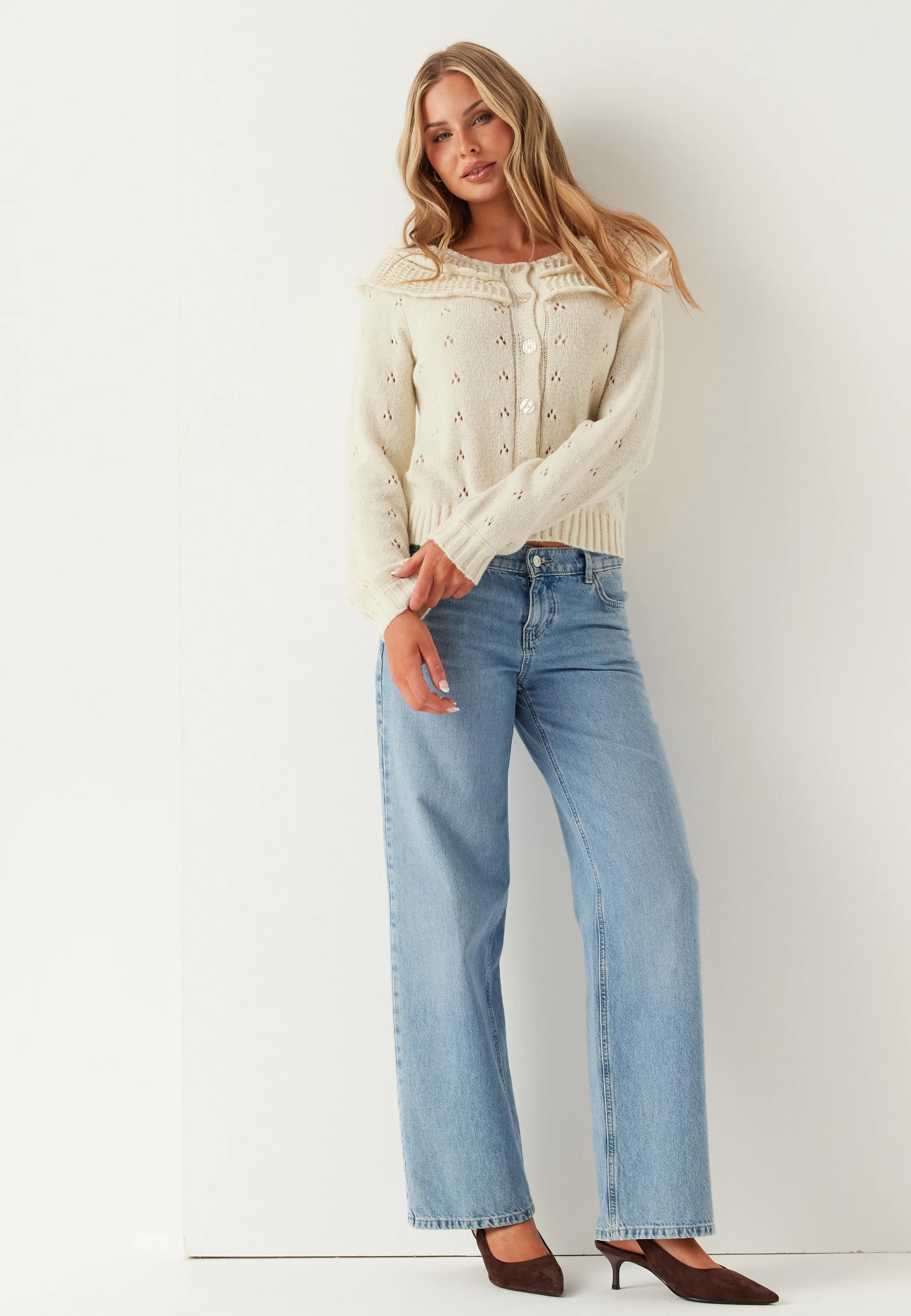 Pcdavis Ls O-neck Frill Cardigan - Image 4