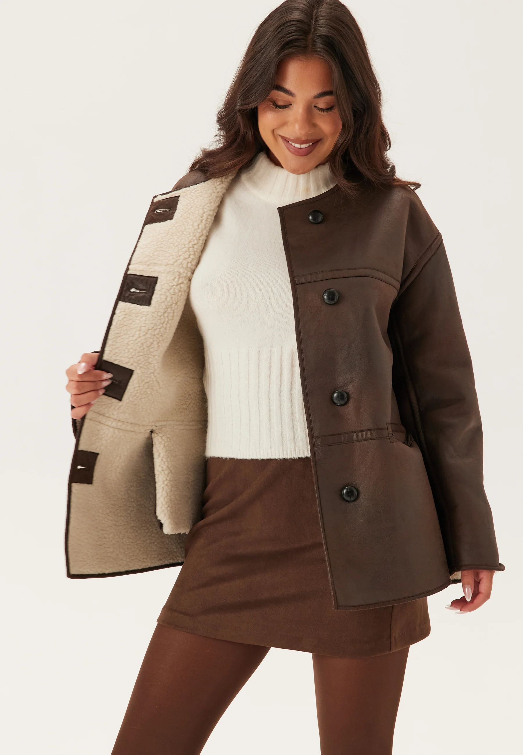 Pcjulie Reversible Teddy Coat - Image 9